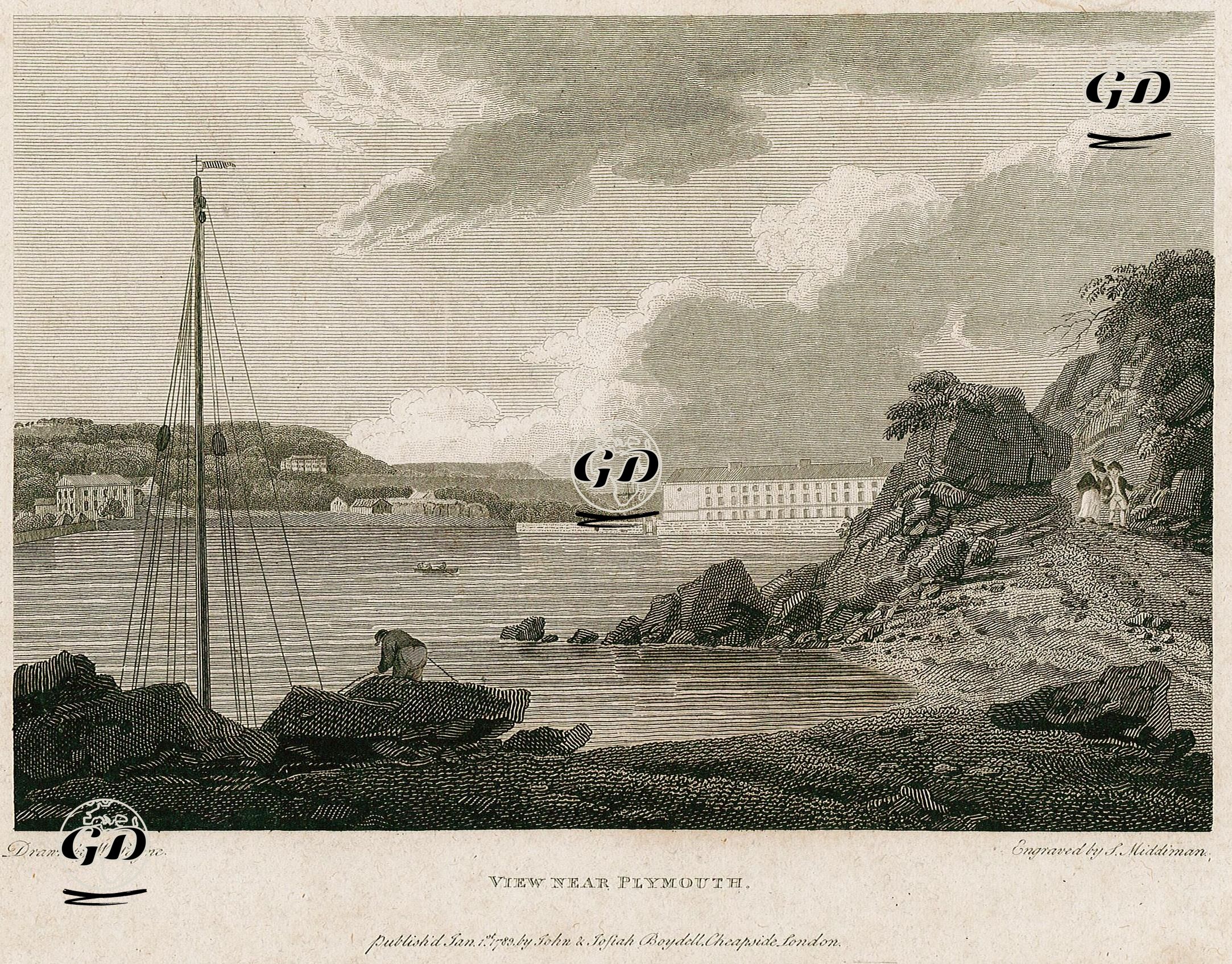 View Near Plymouth - William Payne (1760-1830) - 1789