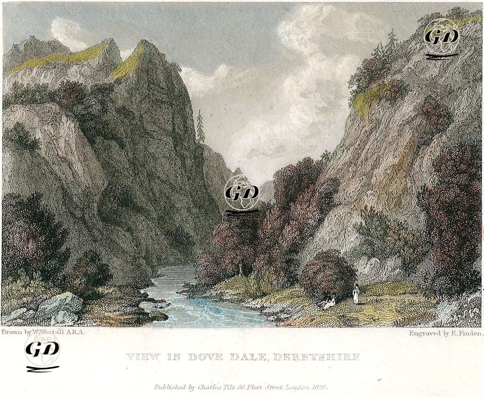 View in Dove Dale, Derbyshire - William Westall (1781-1850) - 1829