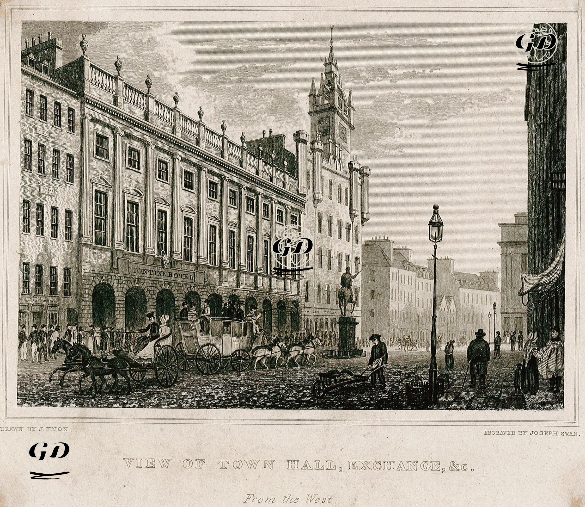 View Of Town Hall, Exchange, From The West - John Knox (1778-1845) - 1829