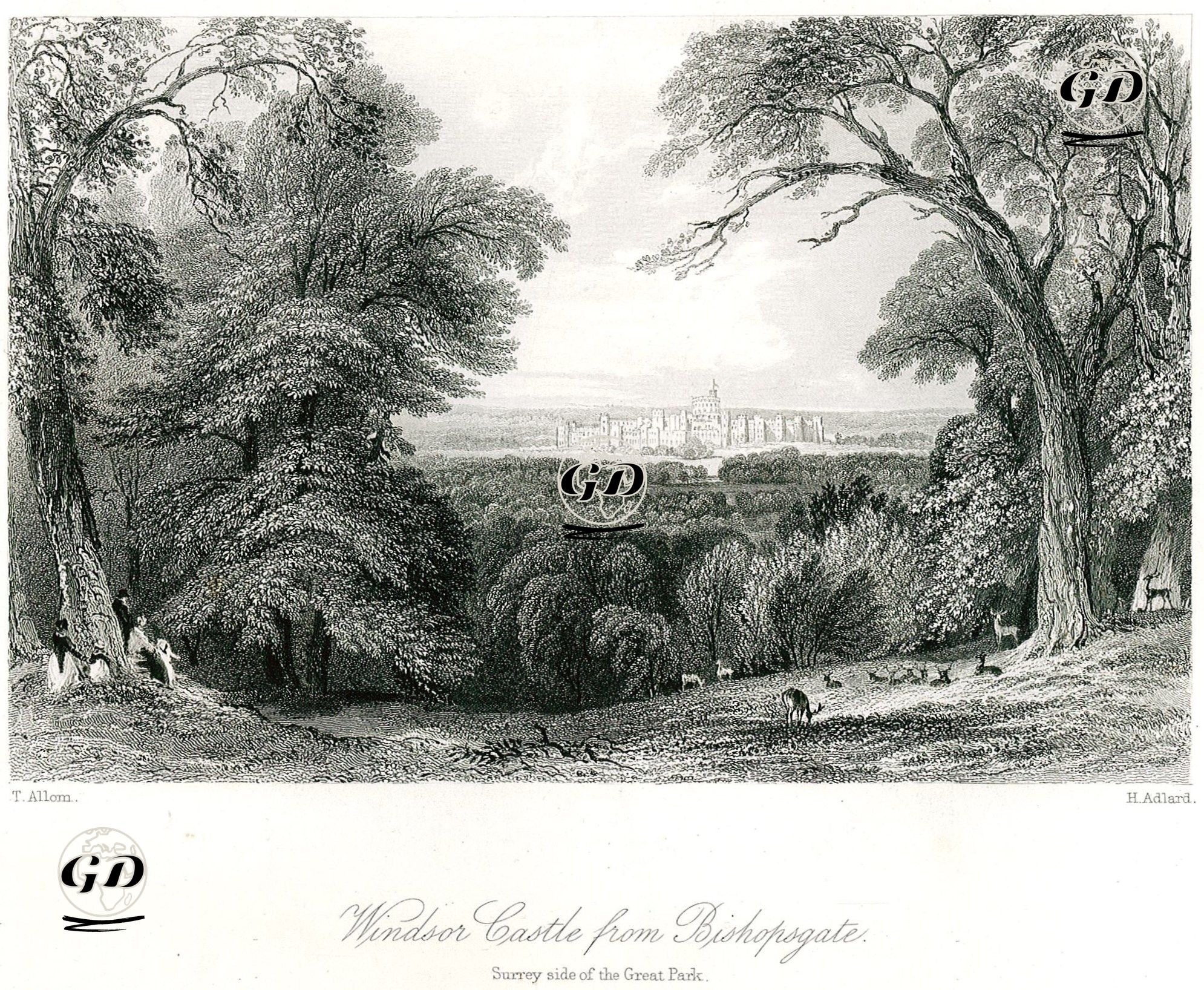 Bishopsgate'de Windsor Sarayı (Kalesi) Ve Great Parkın Surrey Tarafı - Thomas Allom (1804-1872) - 1881