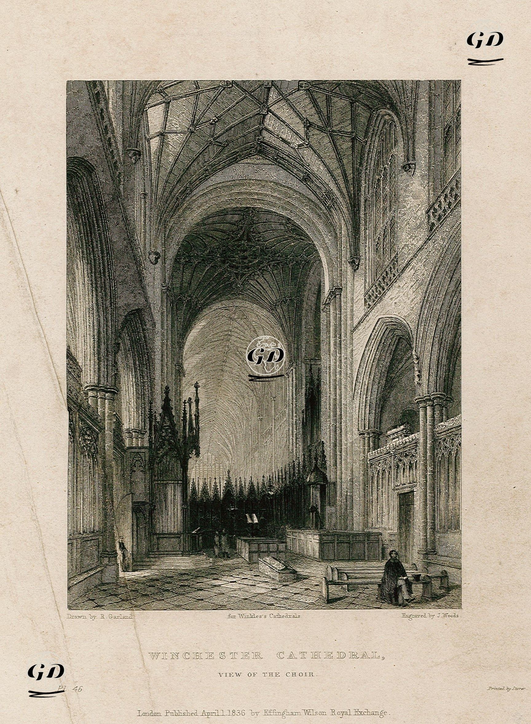 Winchester Kadetrali Ve Koro Yerinin Görünümü, Pl.46 - Robert Garland (1808-1863) - 1836