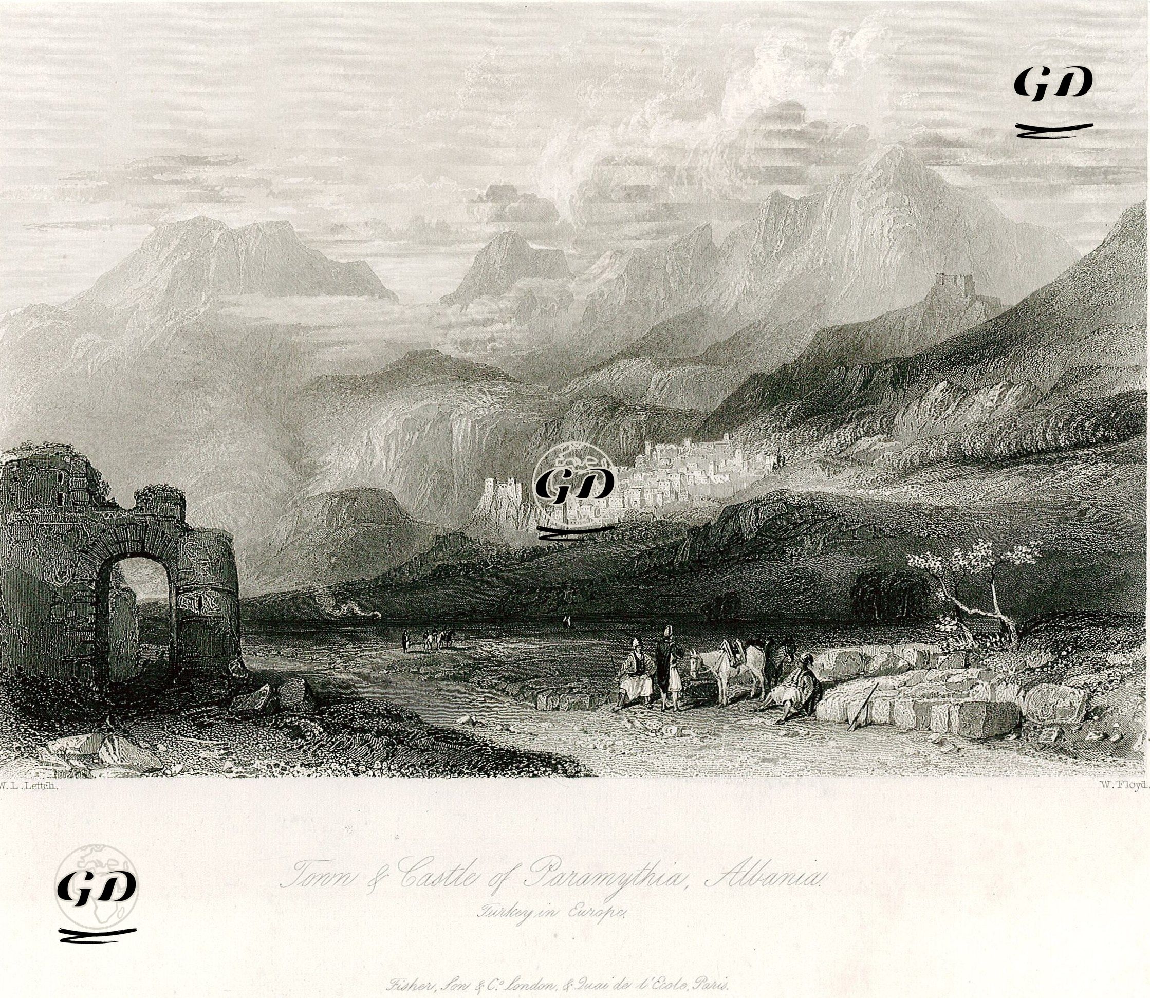 Paramythia(Aydonat) Kalesi ve Kasabası - William Leighton Leitch (1804-1883) - 1838