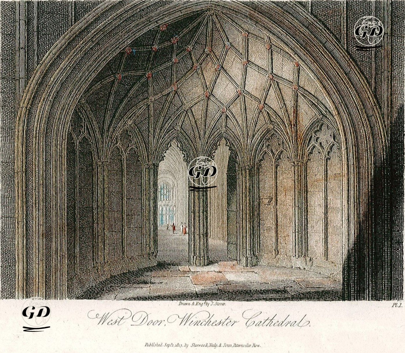 Winchester Kadetralinin Batı Kapısı - James Sargant Storer (1771-1853) - 1813