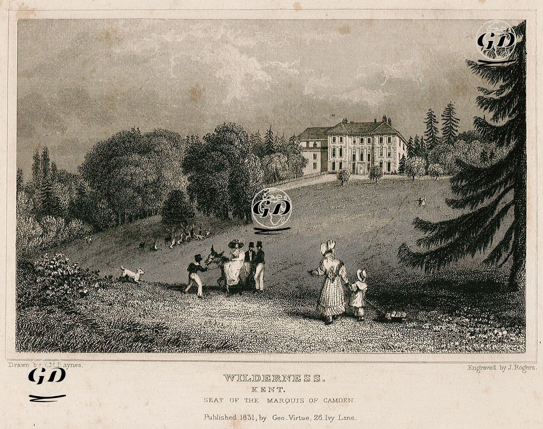 Camden Markisinin Evi Wilderness Malikhanesi, Kent - Thomas Mann Baynes (1794-1876) - 1831