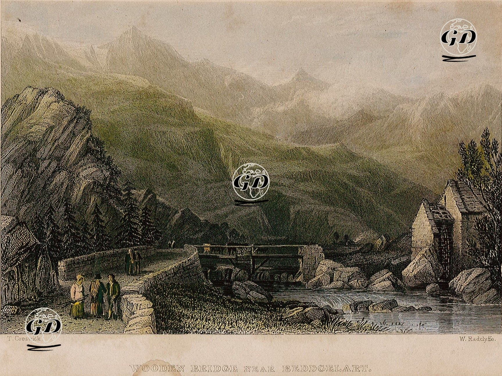 Beddgelert Yakınlarında Tahta Köprü - Thomas Creswick (1811-1869) - 1836