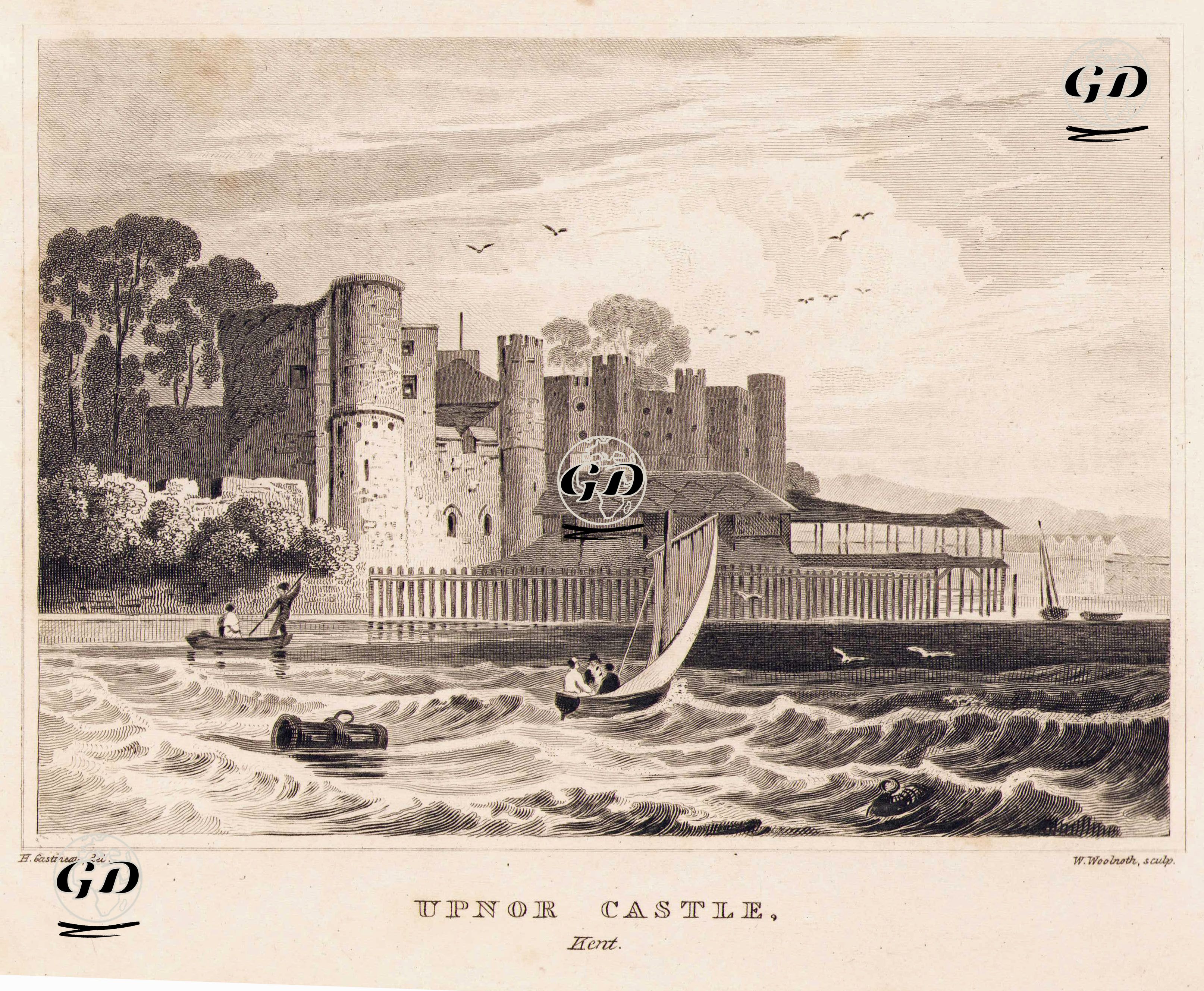 Upnor Kalesi, Kent - Henry Gastineau (1791-1876) - 1840's