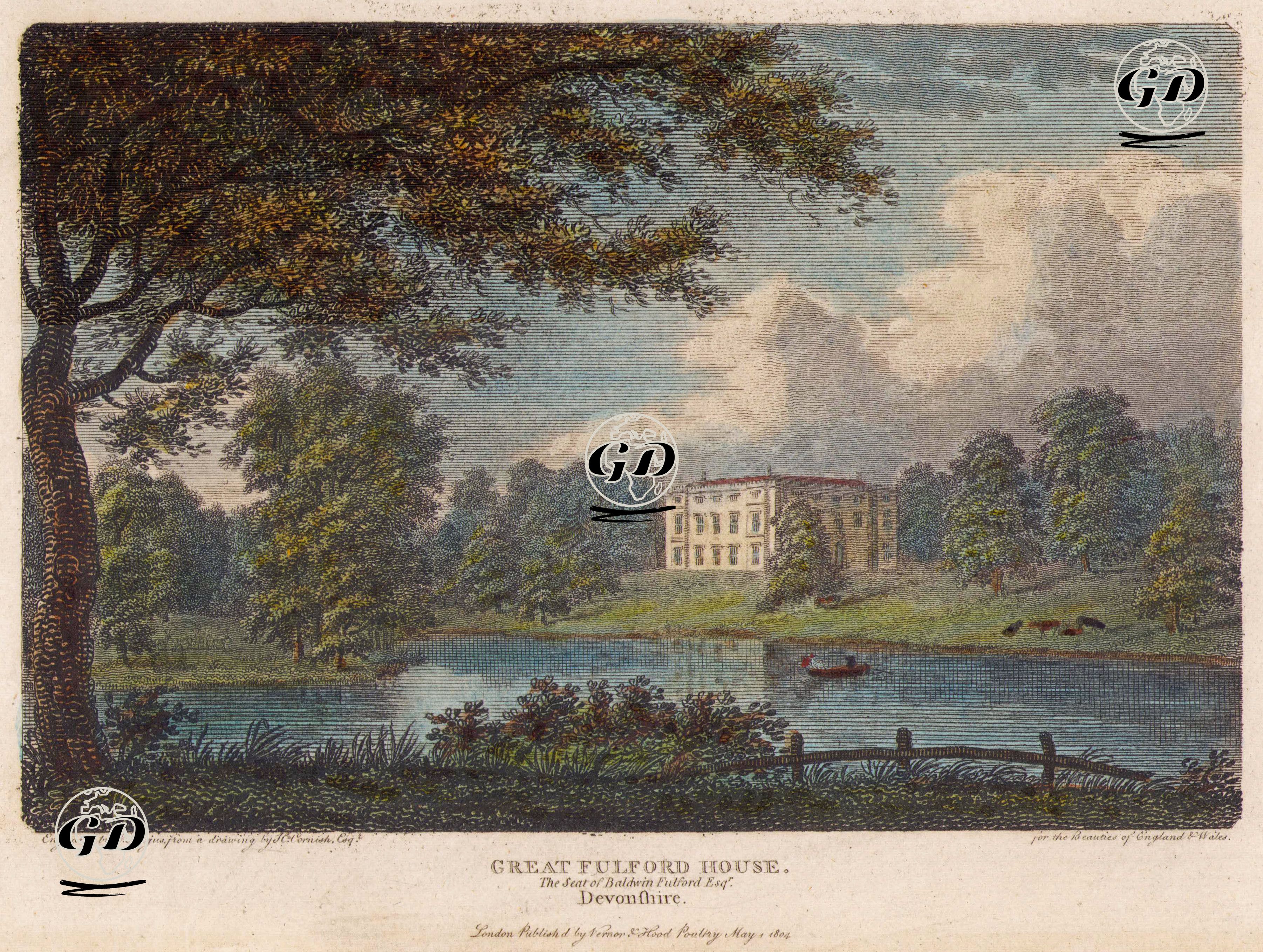 Great Fulford House, The Seat Of Baldwin Fulford Esqr., Devonshire - H.Cornish - 1804