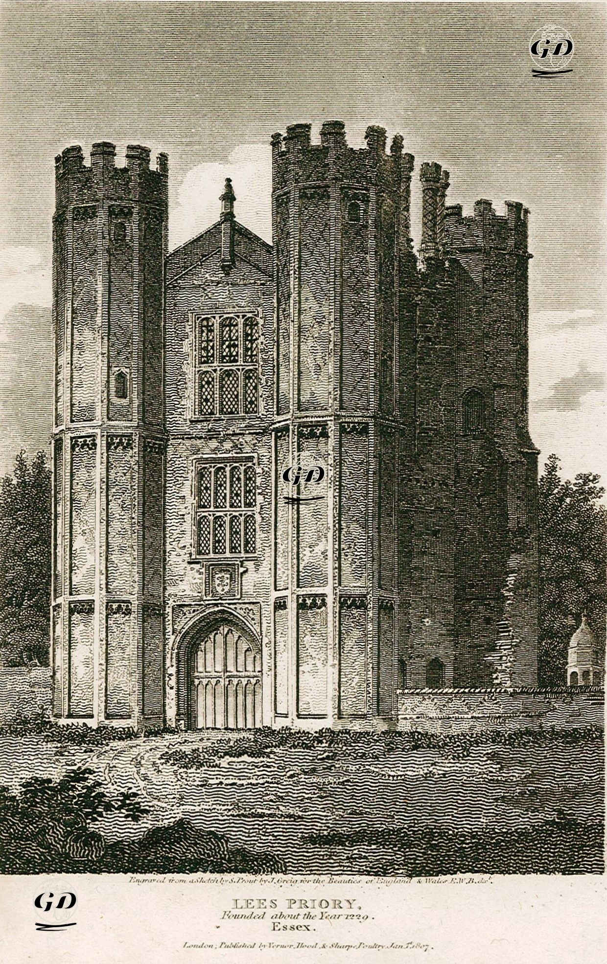 1229 Yılında Yapılan Lees Manastırı, Essex - Samuel Prout (1783-1852) - 1807