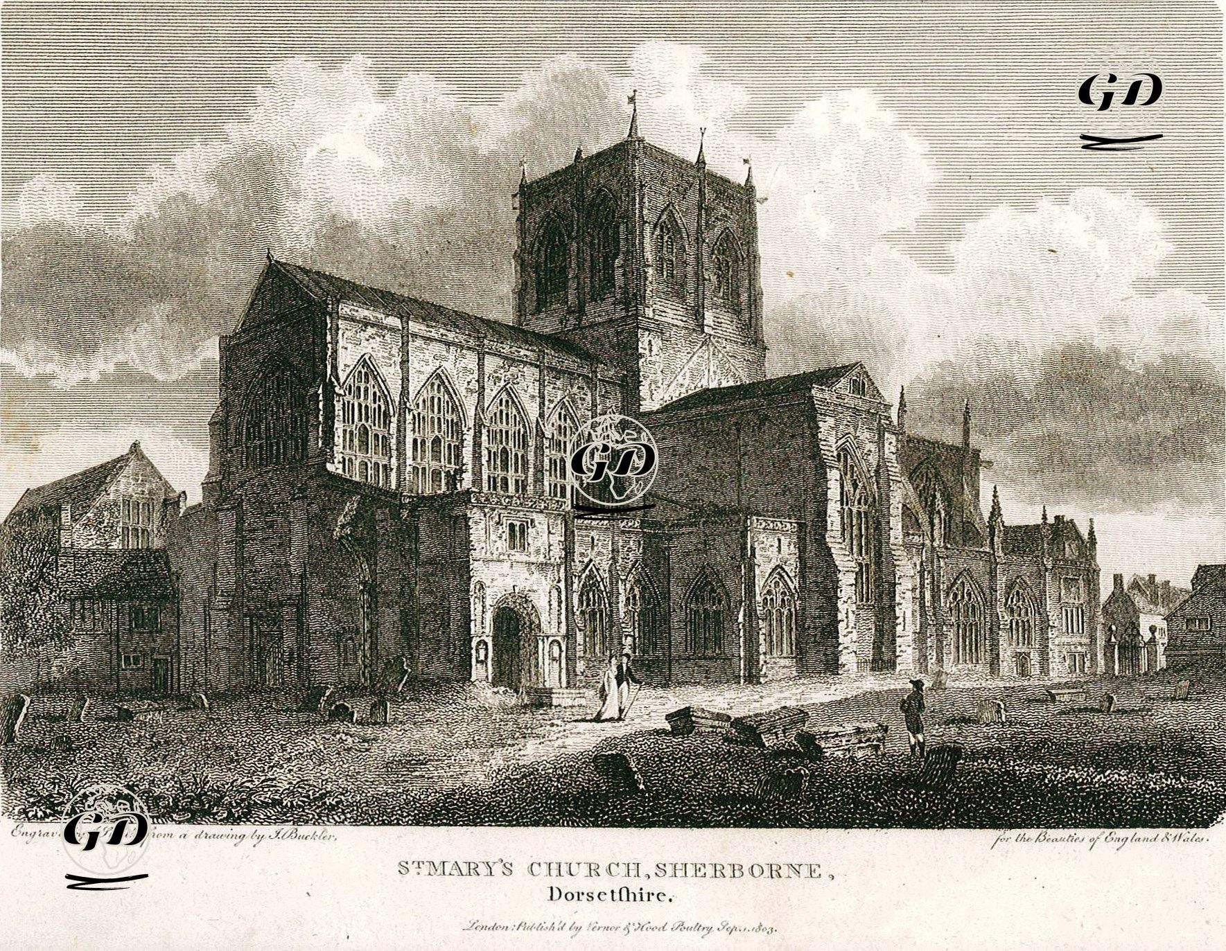St.Mary Kilisesi, Sherborne, Dorsetshire - J.Buckler - 1803