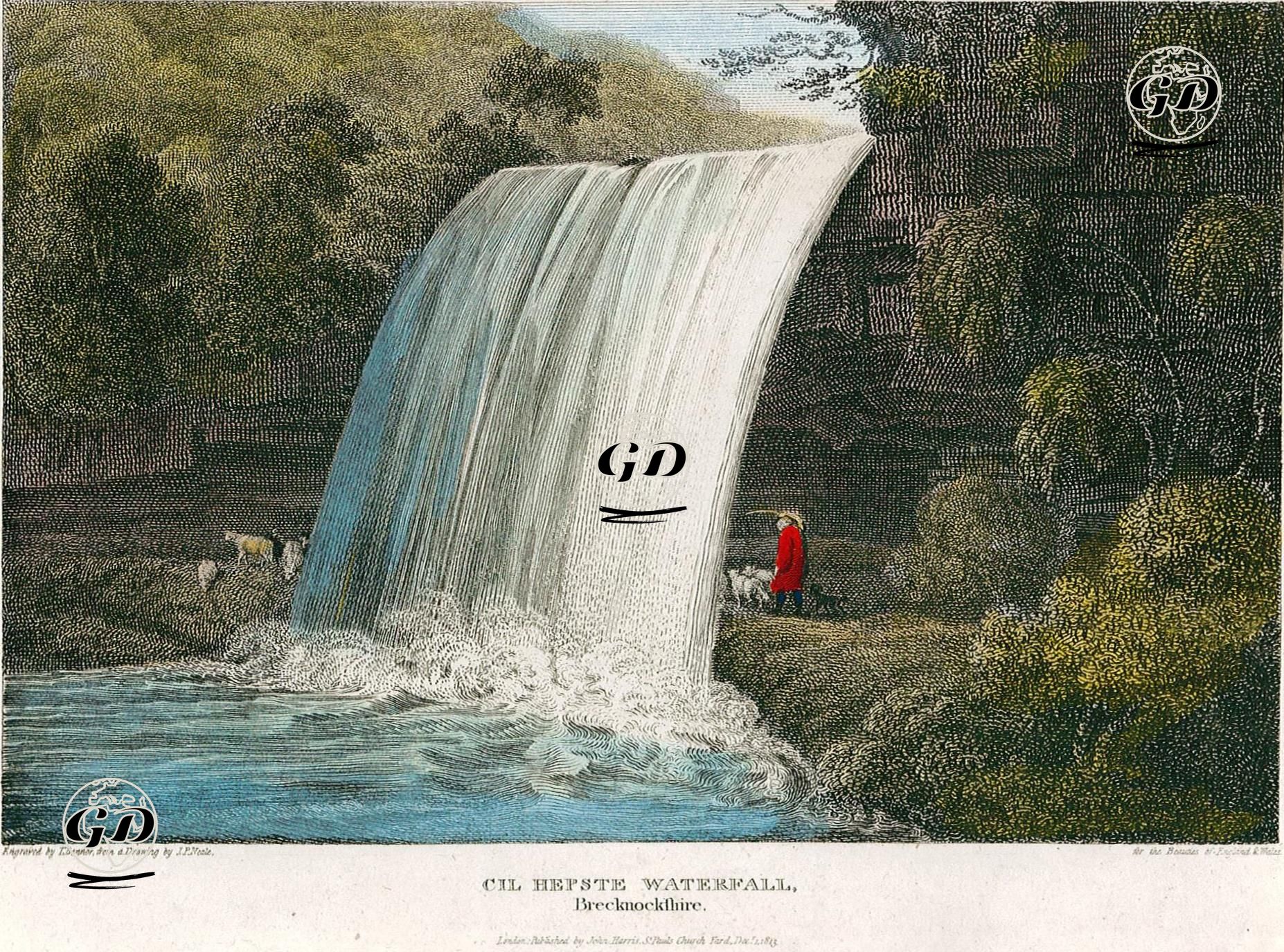 Cil Hepste Şelalesi, Brecknockshire - John Preston Neale (1780-1847) - 1813