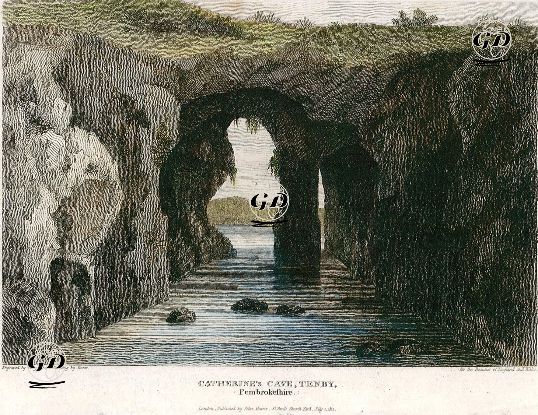 Catherine's Cave, Tenby, Pembrokeshire - James Sargant Storer (1771-1853) - 1812