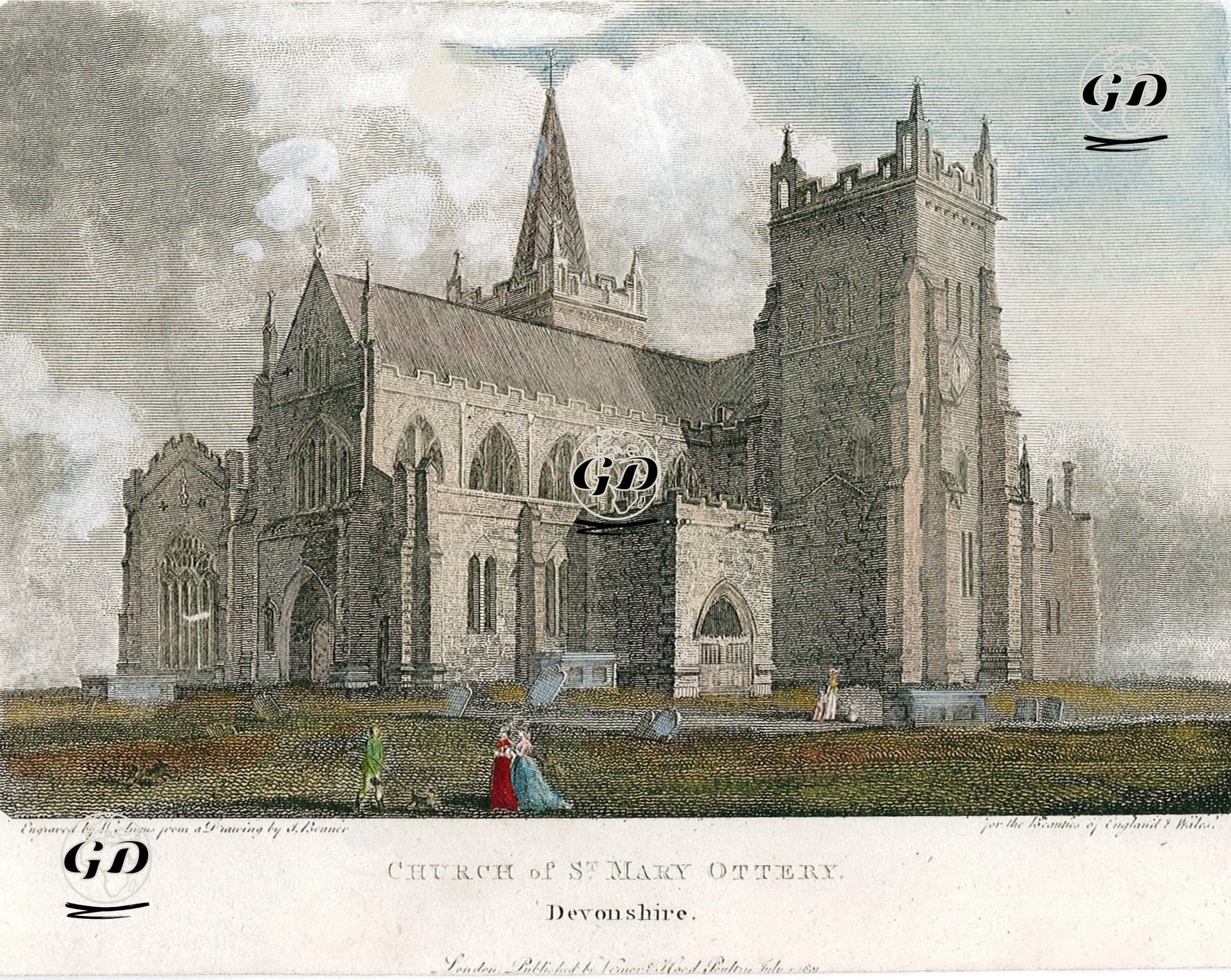 St.Mary Ottery Kilisesi, Devonshire - J.Bonner - 1801