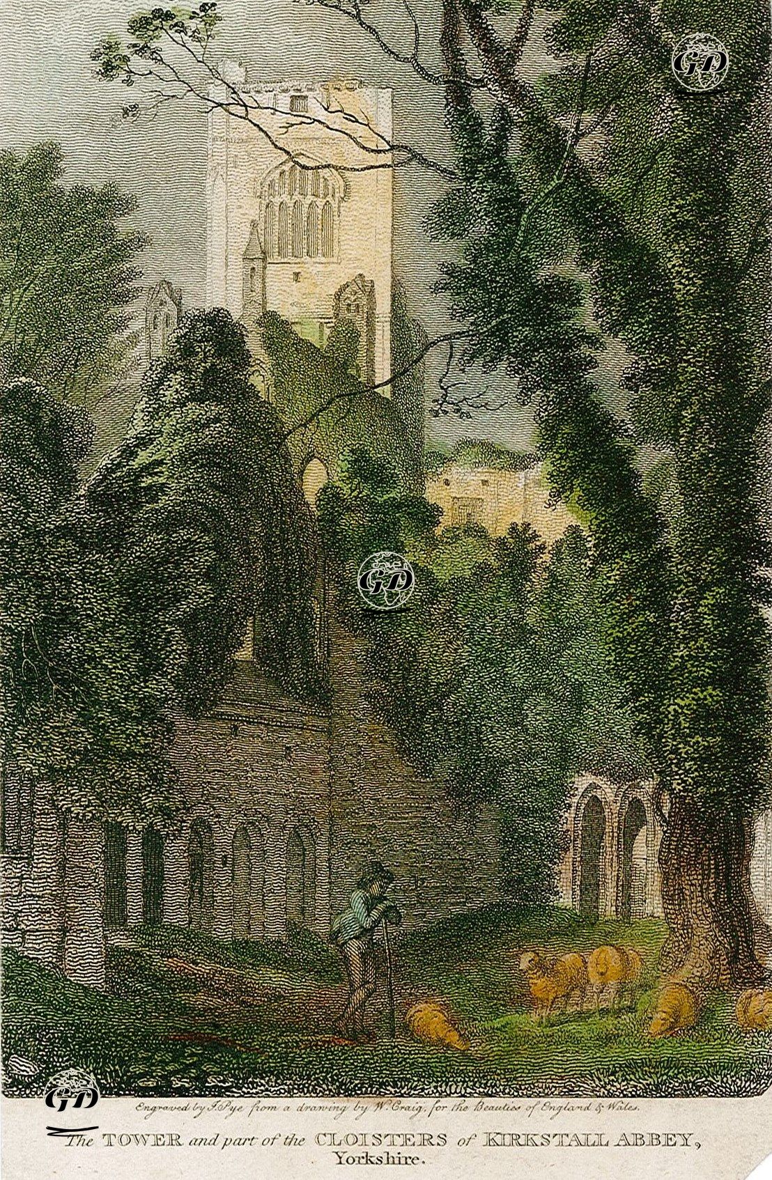 The Tower And The Part Of The Cloisters Of Kirkstall Abbey, Yorkshire - William Marshall Craig (1765-1834) - 1805