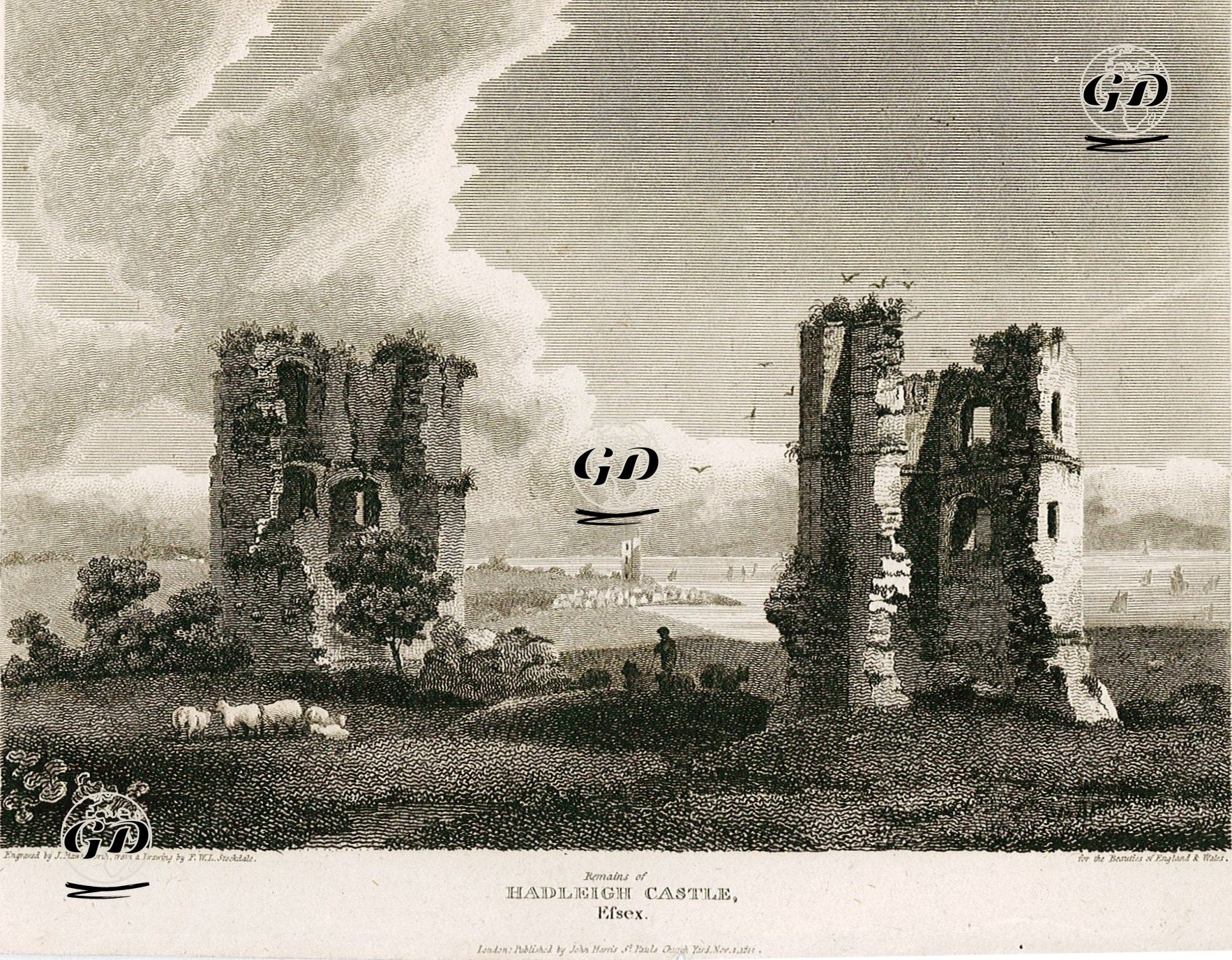 Hadleigh Kalesinin Kalıntıları, Essex - Frederick Wilton Litchfield Stockdale (1786-1858) - 1812