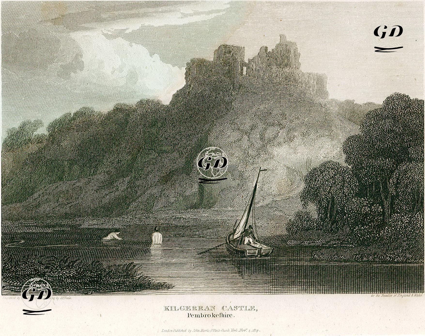Kilgerran Kalesi, Pembrokeshire - John Preston Neale (1780-1847) - 1813