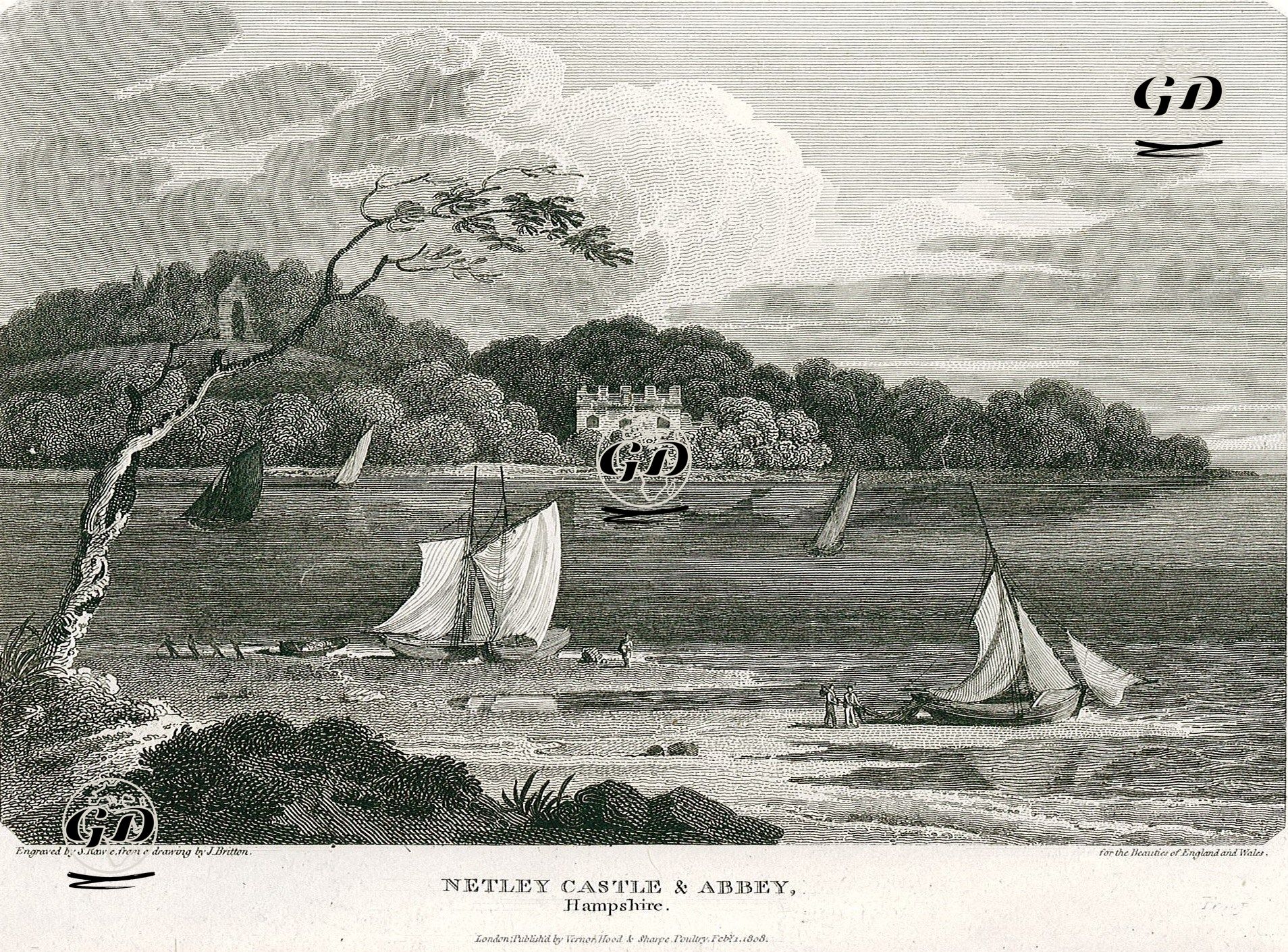 Netley Kalesi ve Manastırı, Hampshire - John Britton (1771-1857) - 1808