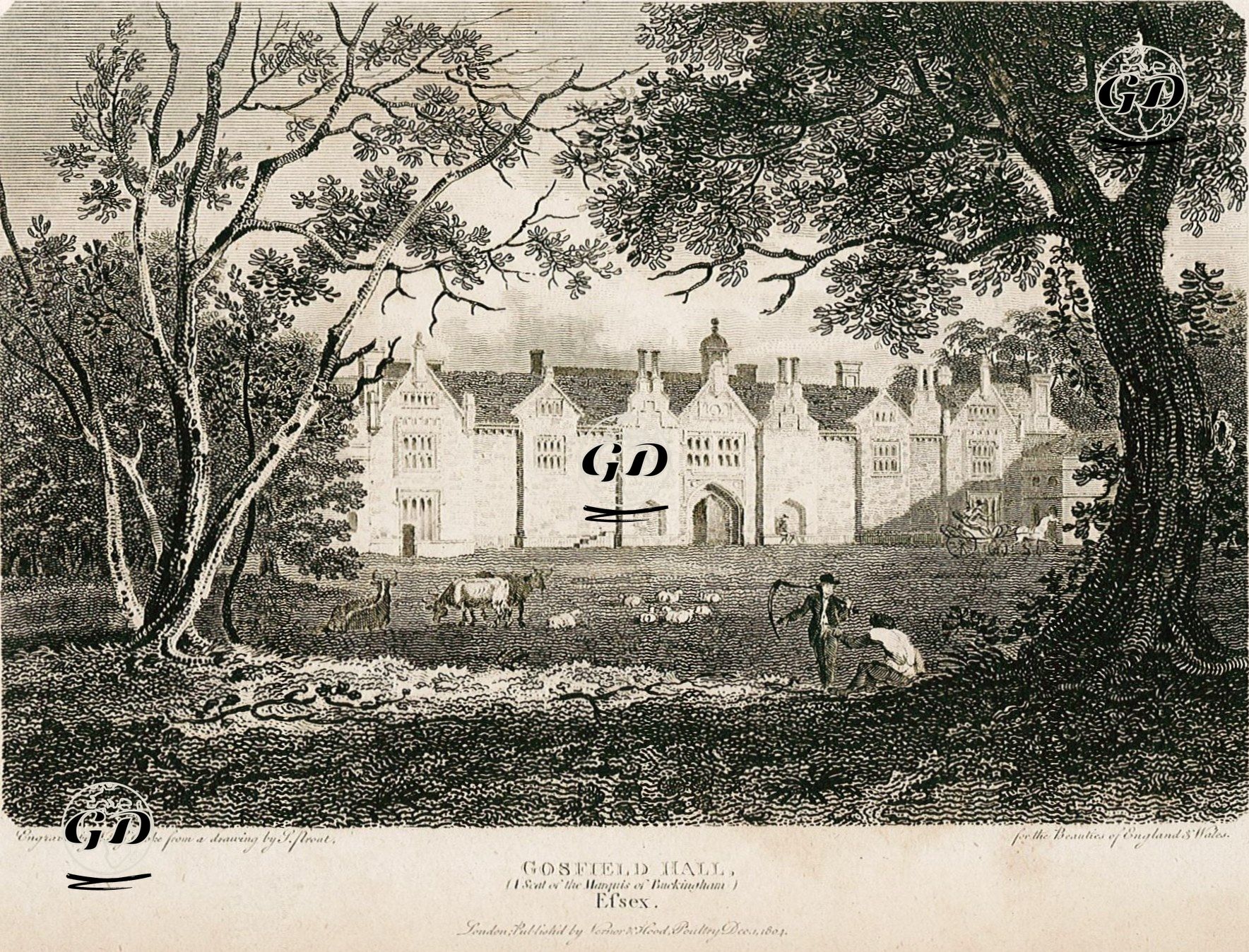 Gosfield Hall Malikhanesi, Essex - Samuel Prout (1783-1852) - 1804