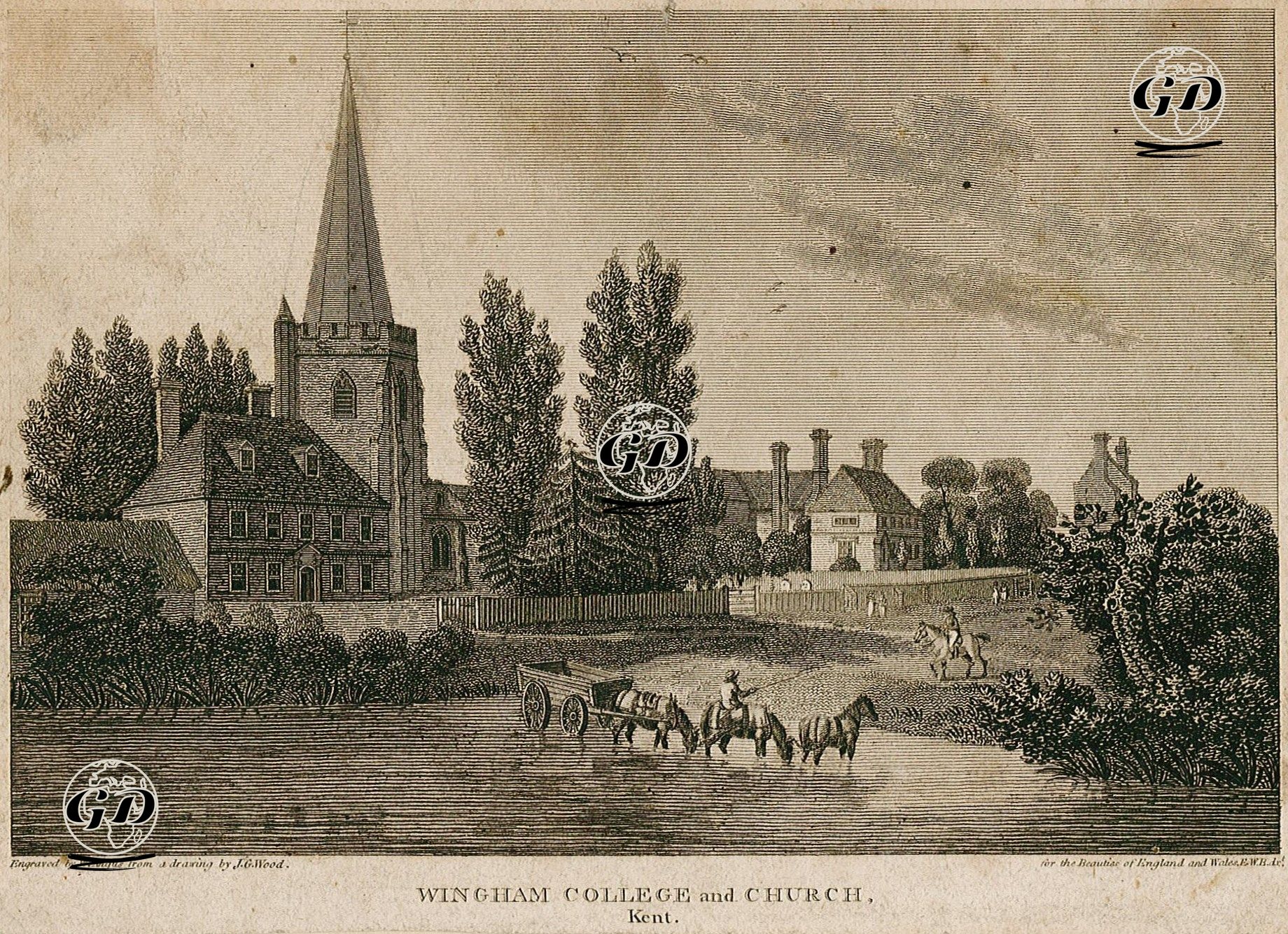 Wingham Koleji Ve Kilisesi, Kent - J.G.Wood - 1806