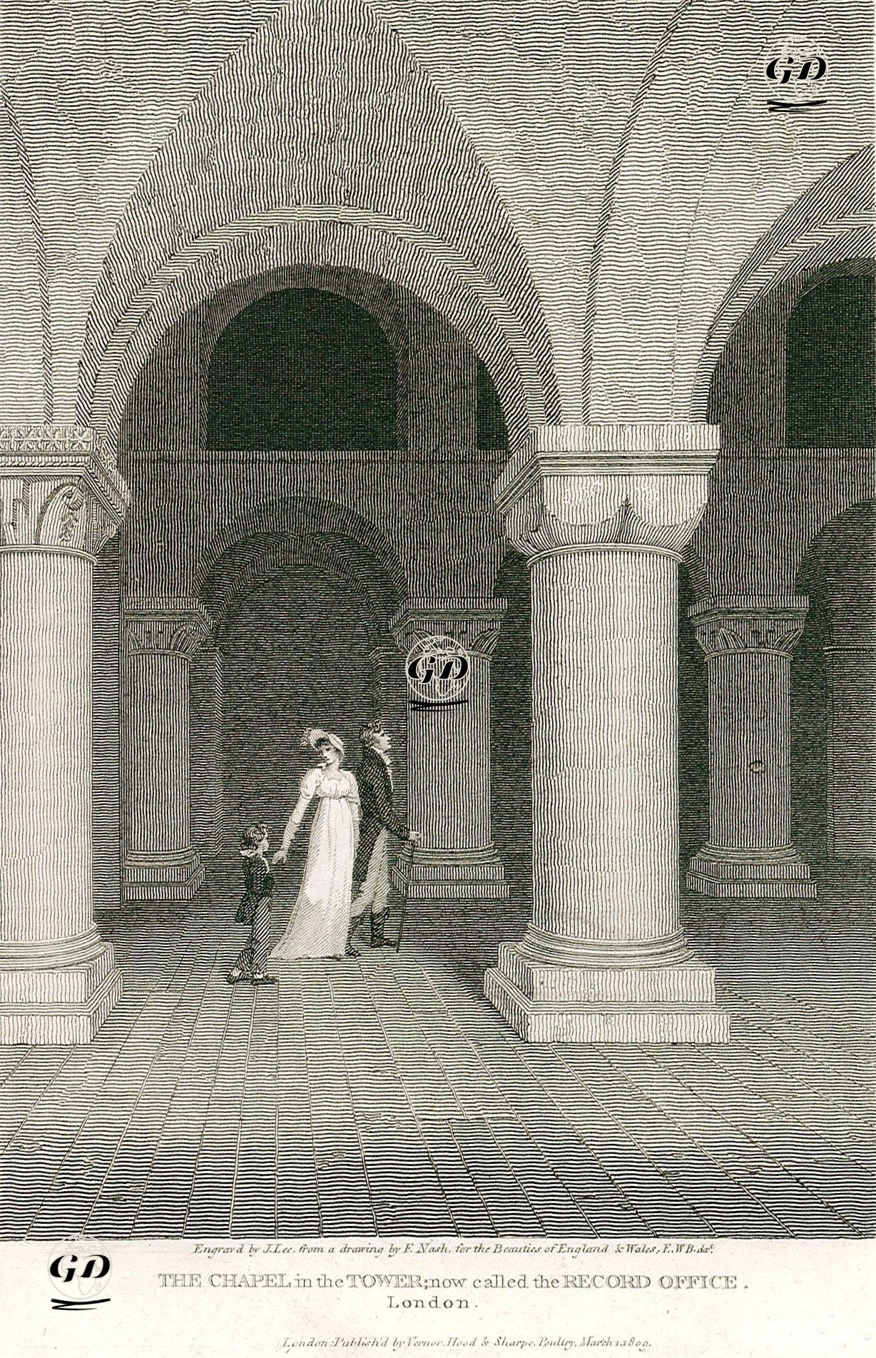 Londra Kalesinin Kulesindeki Şapel - Frederick Nash (1782-1856) - 1809