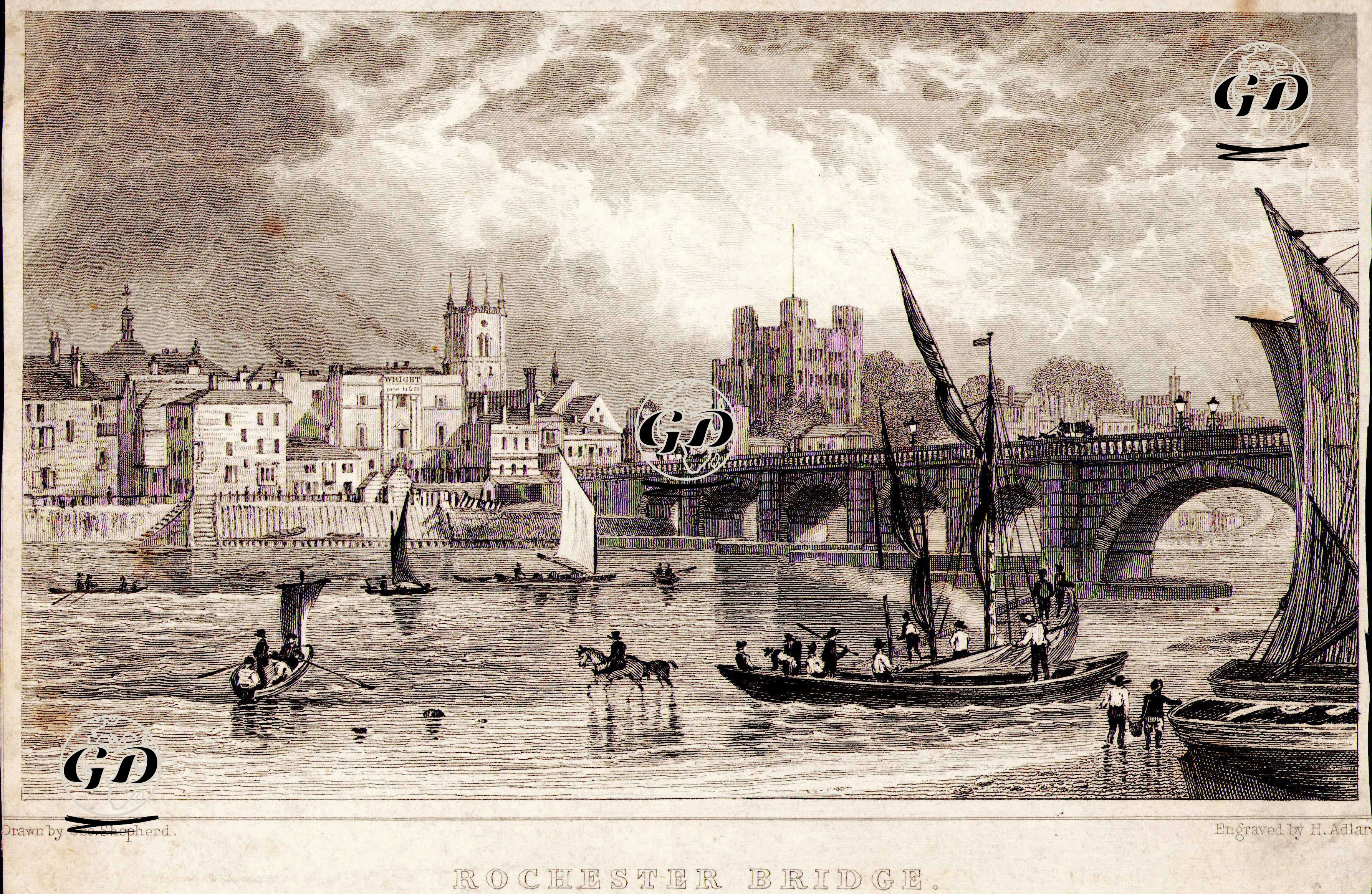 Rochester Bridge - George Sidney Shepherd (1784-1862) - 1828