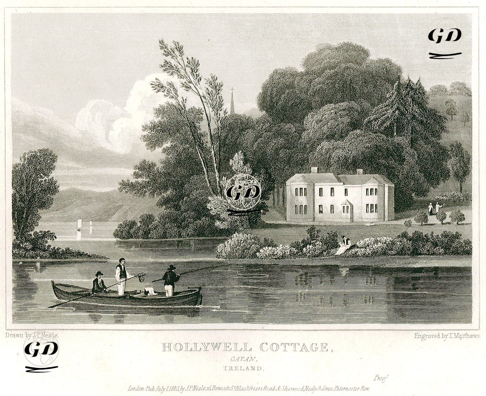 Hollywell Malikhanesi, Cavan, İrlanda - John Preston Neale (1780-1847) - 1820