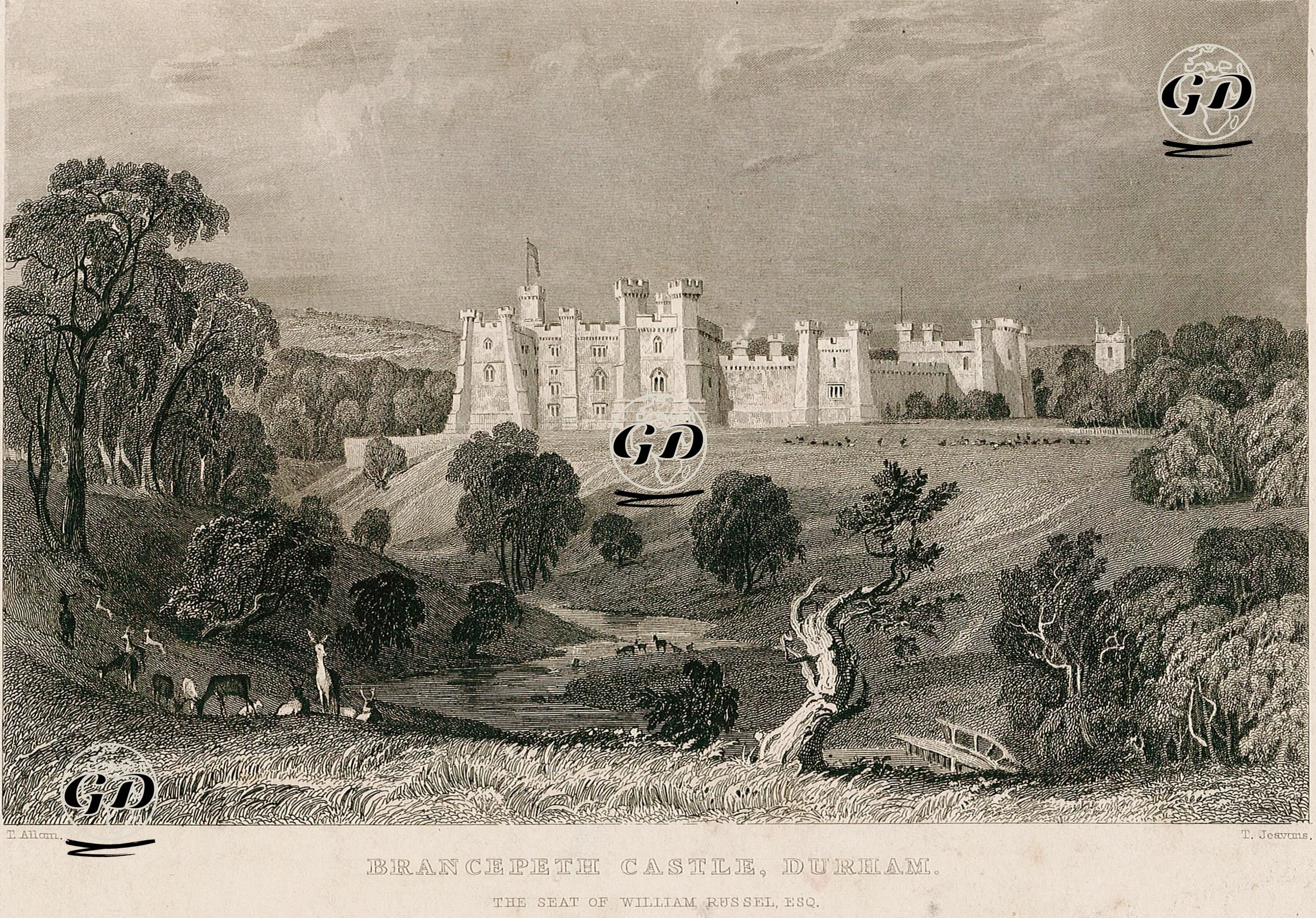 Brancepeth Castle, Durham, The Seat Of William Russel - Thomas Allom (1804-1872) - 1832