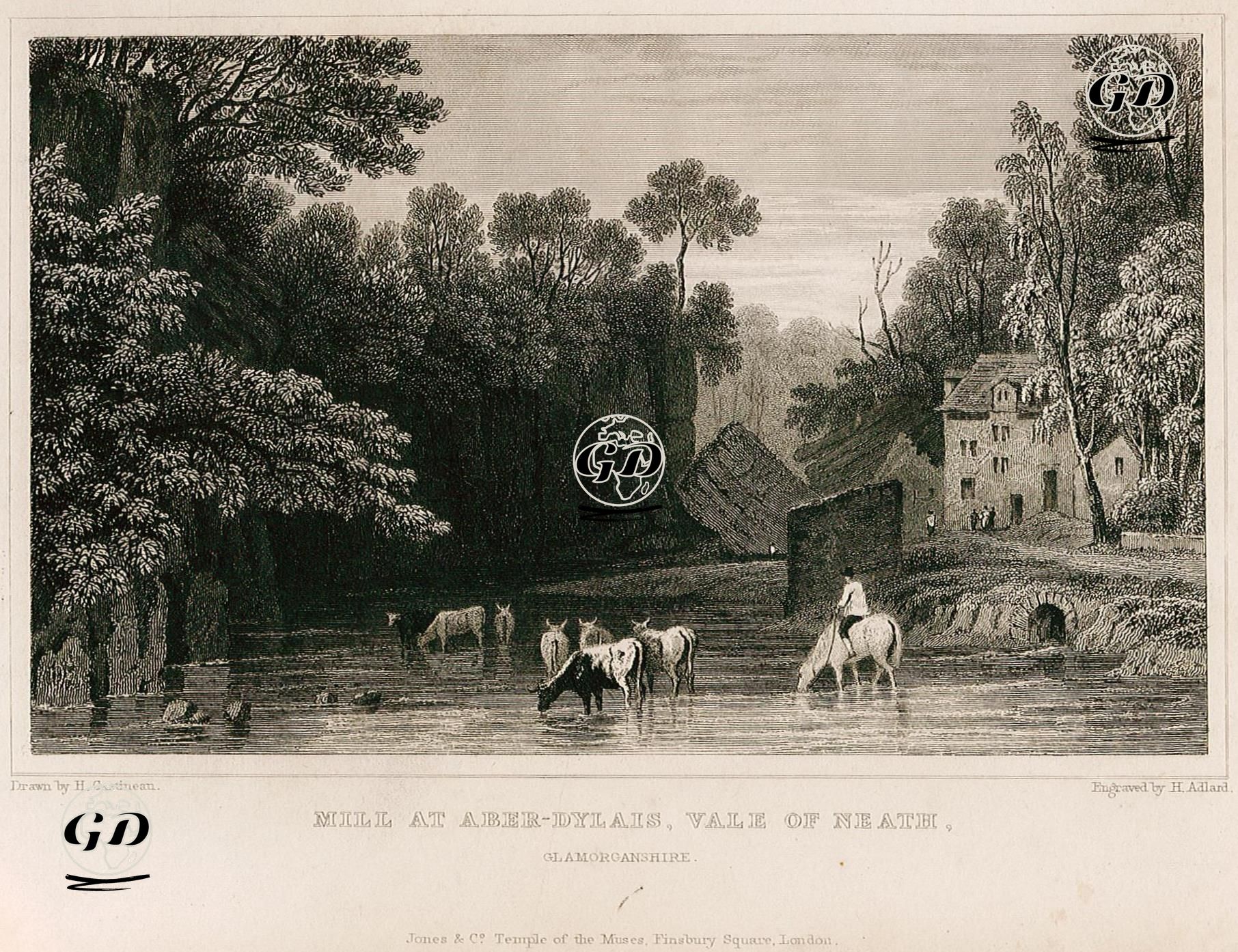 Neath Vadisinde Aber Dylais'de Değirmen, Glamorganshire - Henry Gastineau (1791-1876) - 1831