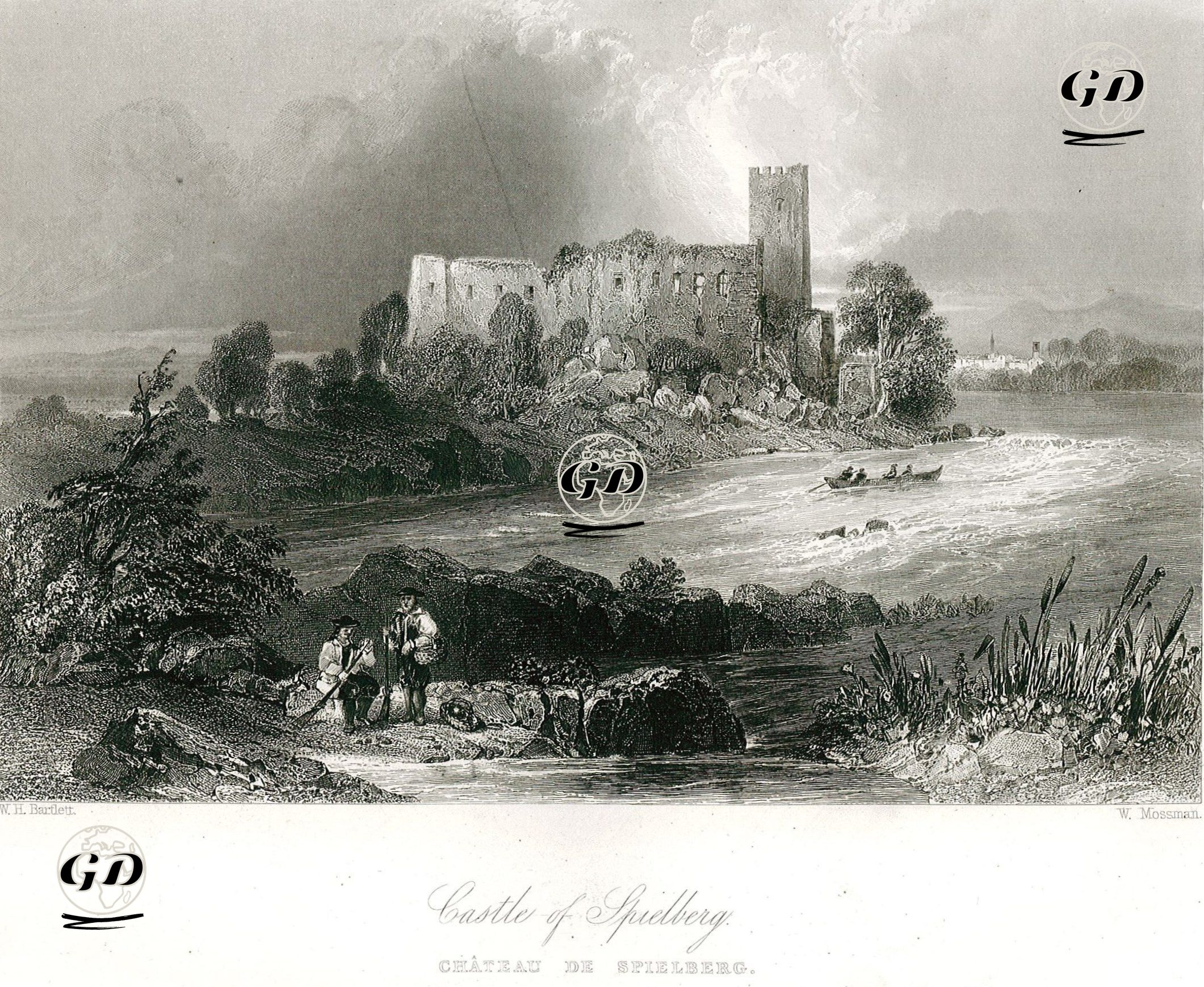 Castle Of Spielberg-Chateau De Spielberg  - William Henry Bartlett (1809-1854) - 1842