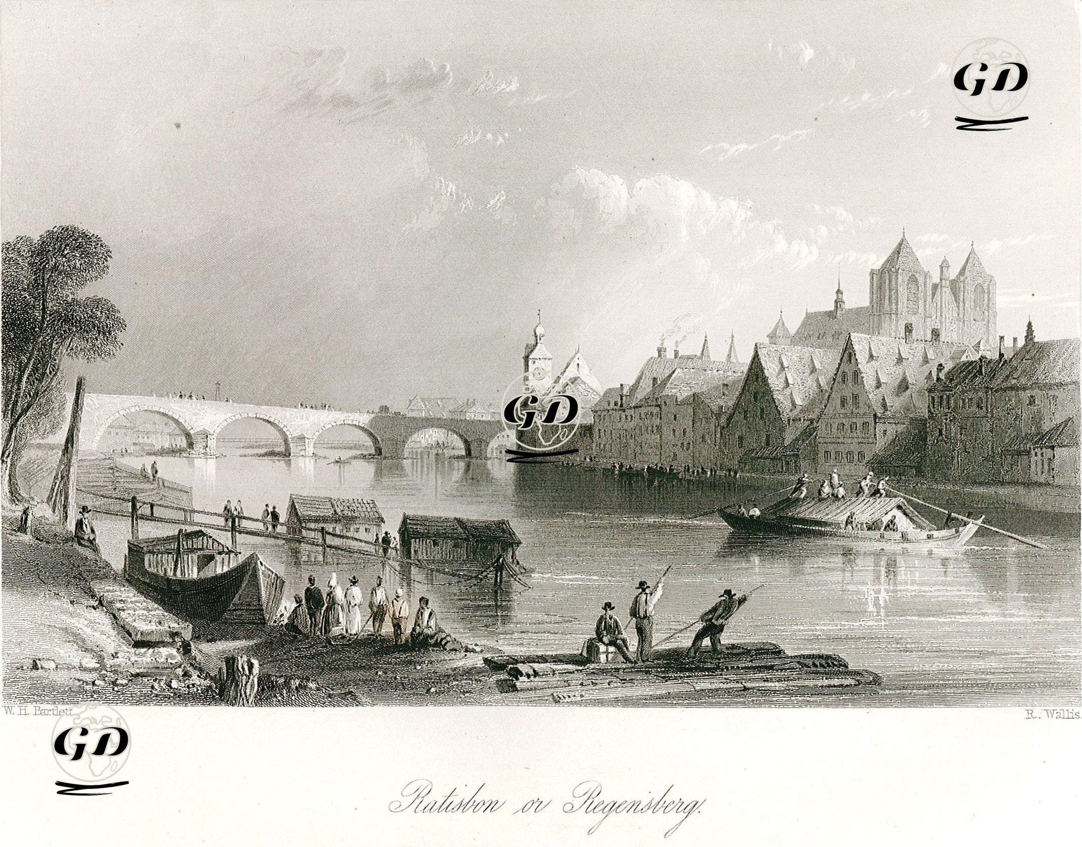 Ratisbon On Regensberg  - William Henry Bartlett (1809-1854) - 1842