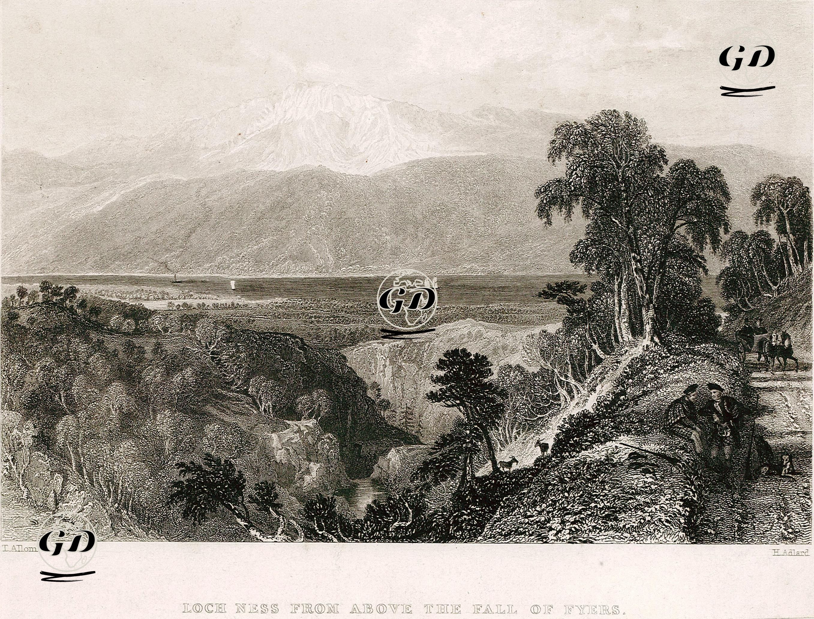 The Fall Of Fyers'in Üstünden Loch Ness Gölü - Thomas Allom (1804-1872) - 1838