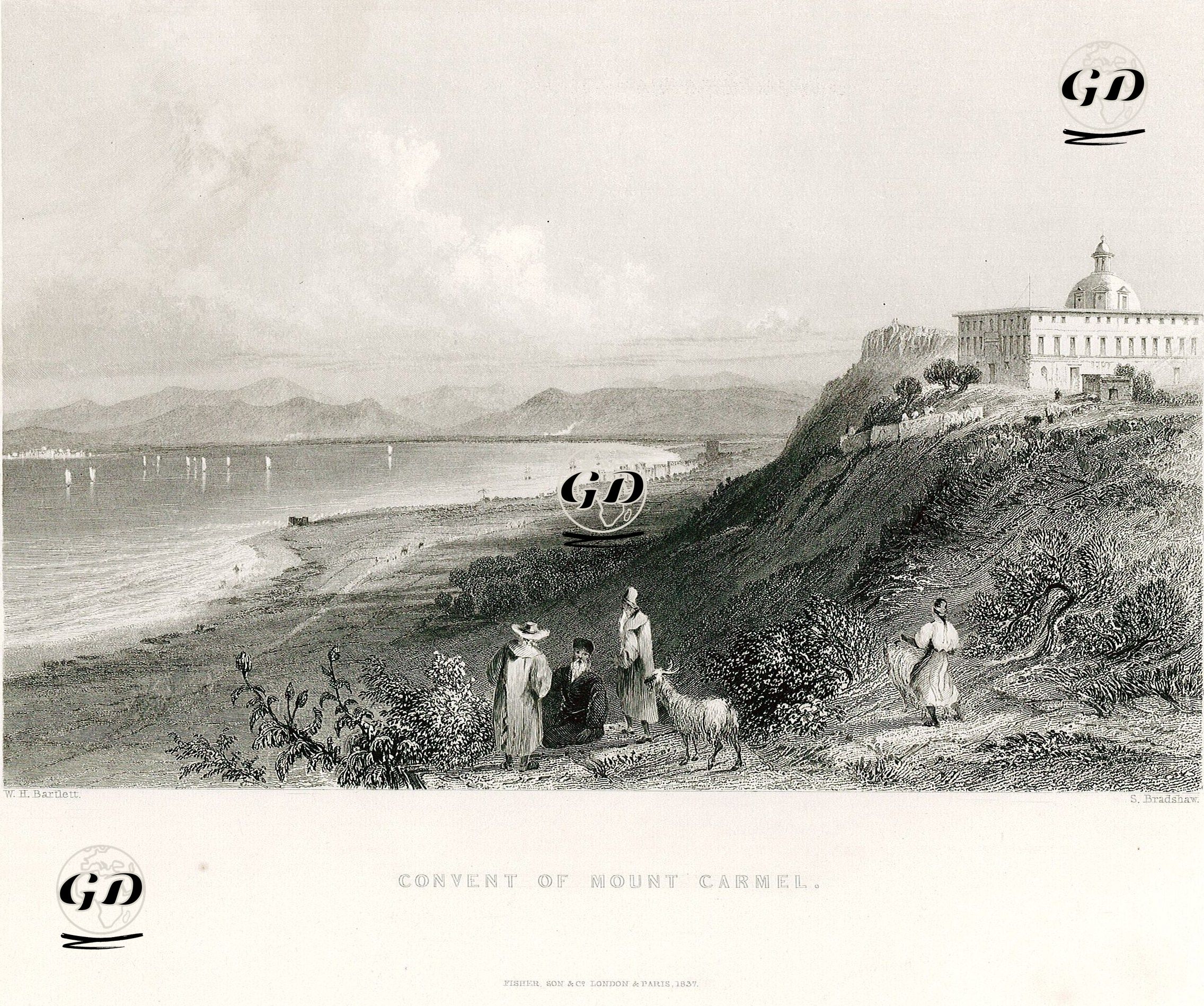 Karmel Dağındaki Stella Marris (Carmelite) Manastırı - William Henry Bartlett (1809-1854) - 1837