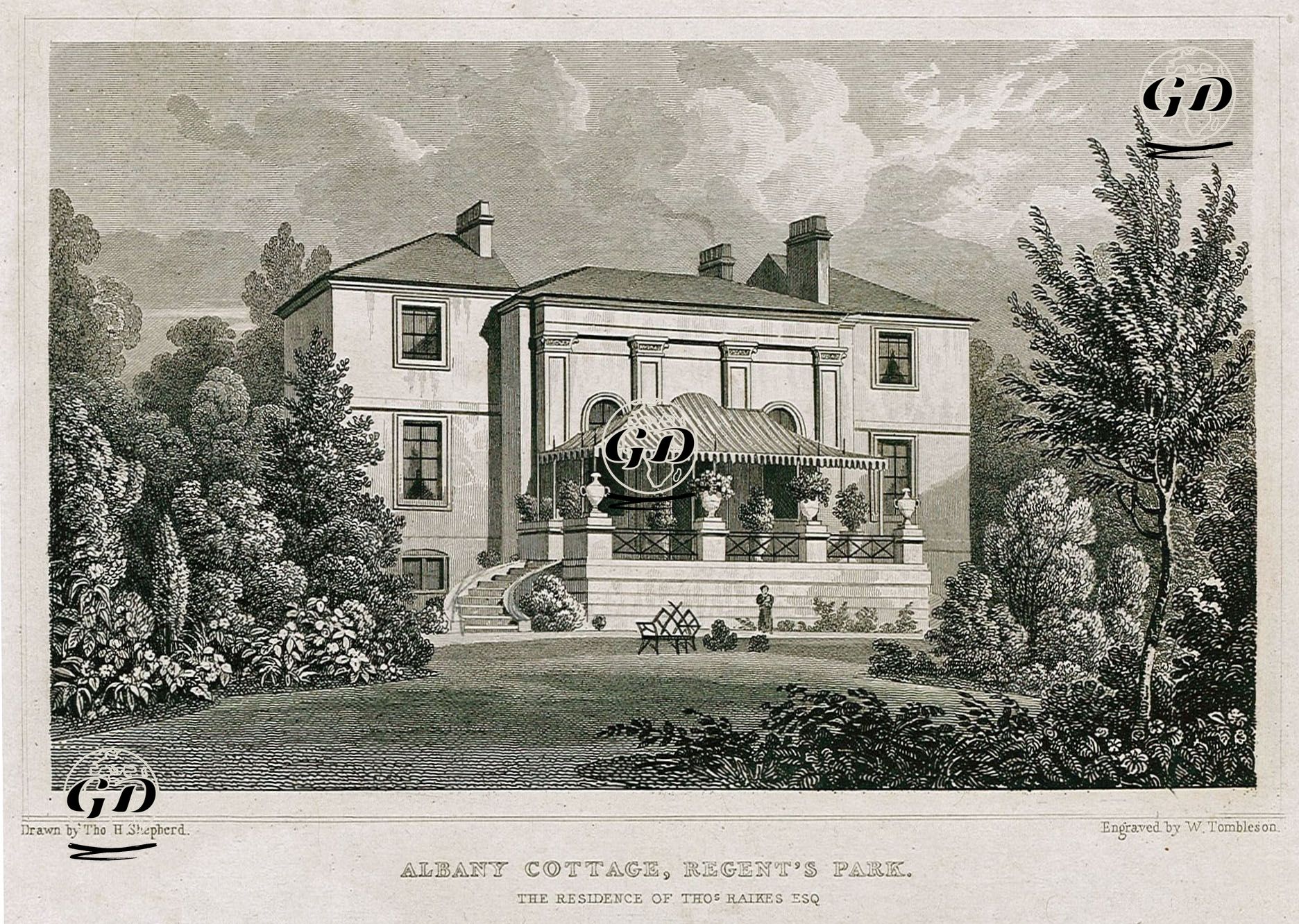 Tho.Raikes'in Evi Albany Cottage Malikhanesi, Regent Park - Thomas Hosmer Shepherd (1792-1864) - 1829