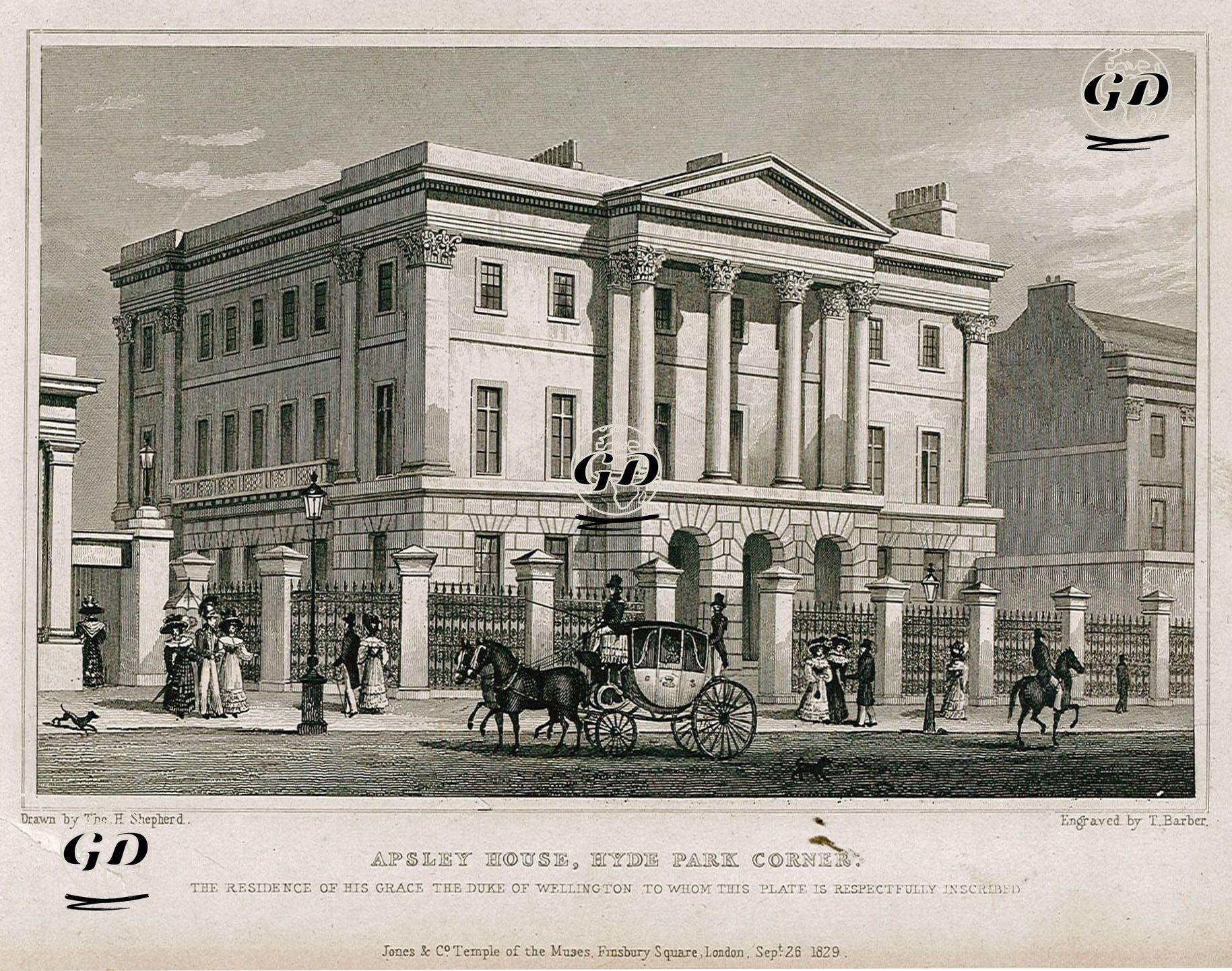 Wellington Dükünün Evi Apsley House Malikhanesi, Hyde Park Corner - Thomas Hosmer Shepherd (1792-1864) - 1829