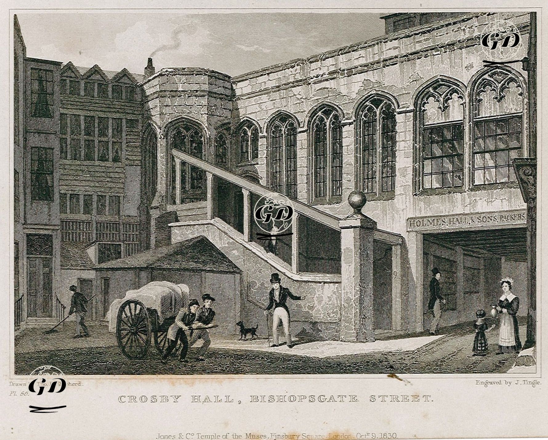 Crosby Hall Binası, Bishopgate Caddesi, Pl.86 - Thomas Hosmer Shepherd (1792-1864) - 1830