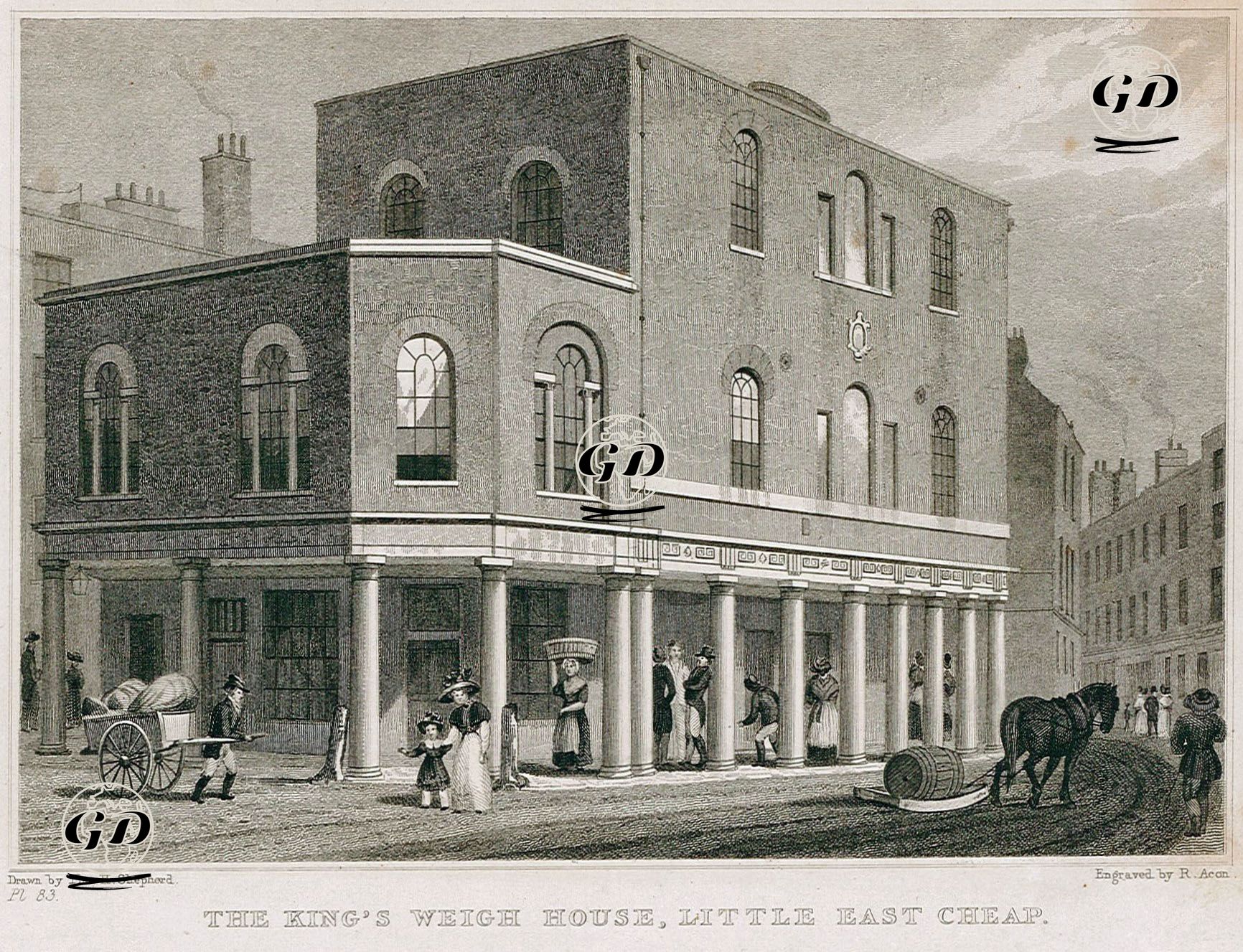 The King's Weigh House Binası, Little East Cheap Caddesi, Pl.83 - Thomas Hosmer Shepherd (1792-1864) - 1830