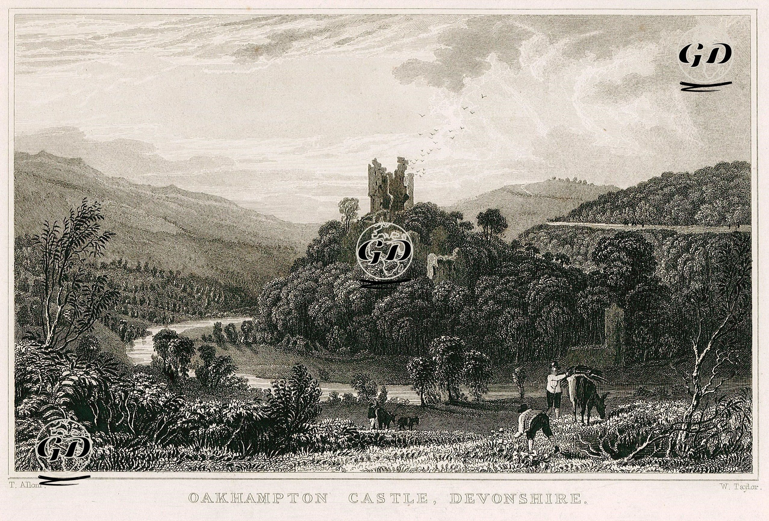 Oakhampton Kalesi, Devonshire - Thomas Allom (1804-1872) - 1831