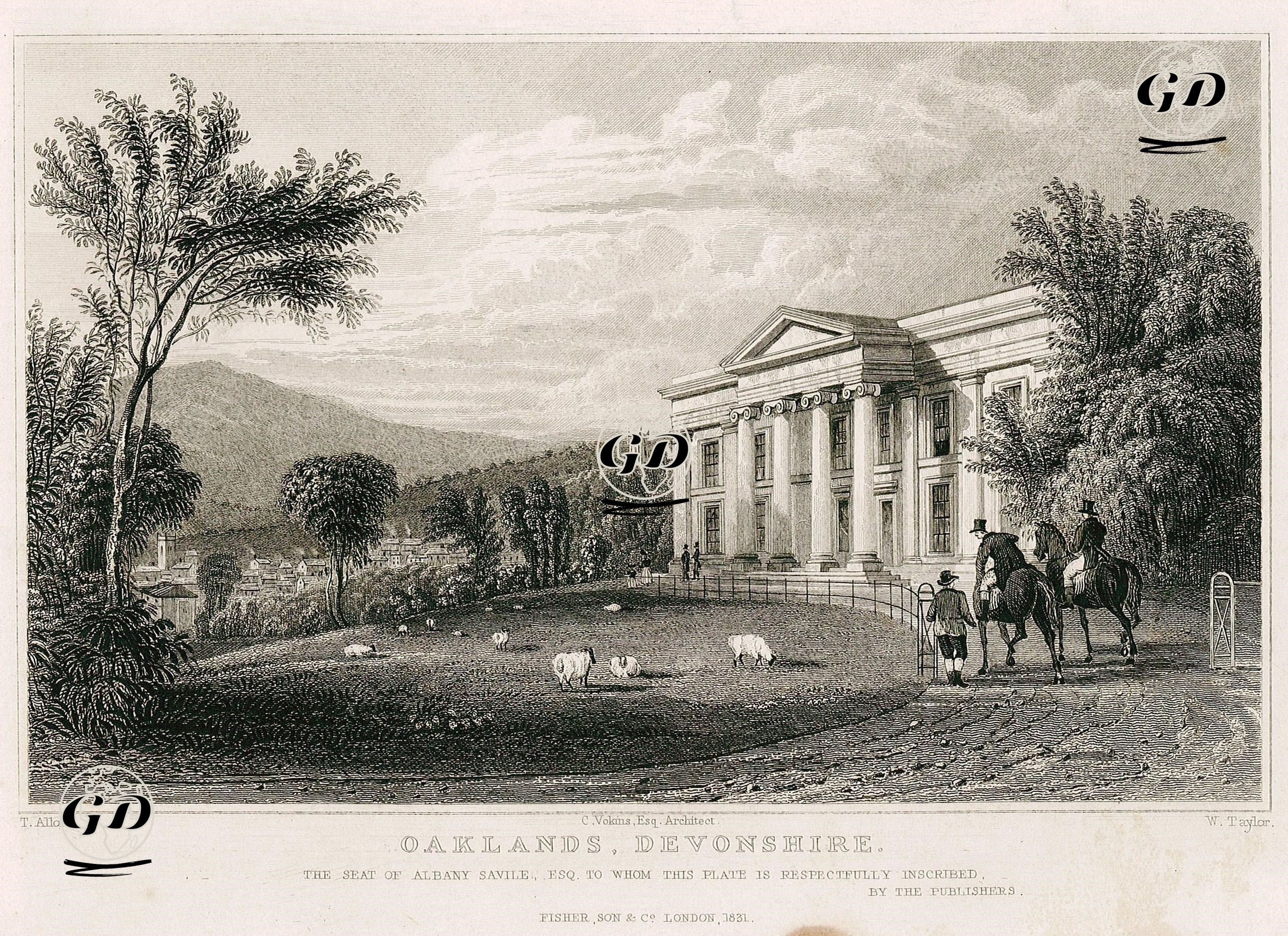 Albany Savile'nin Evi Oaklands Malikhanesi, Devonshire - Thomas Allom (1804-1872)-C.Vokins - 1831
