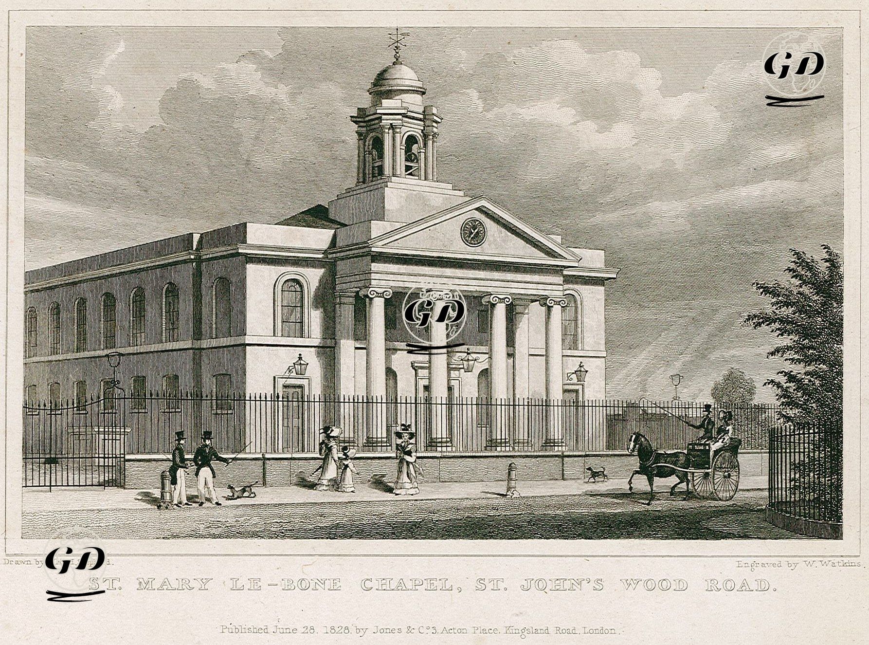 St.Mary Le Bone Kilisesi, St.John´s Wood Caddesi - Thomas Hosmer Shepherd (1792-1864) - 1828