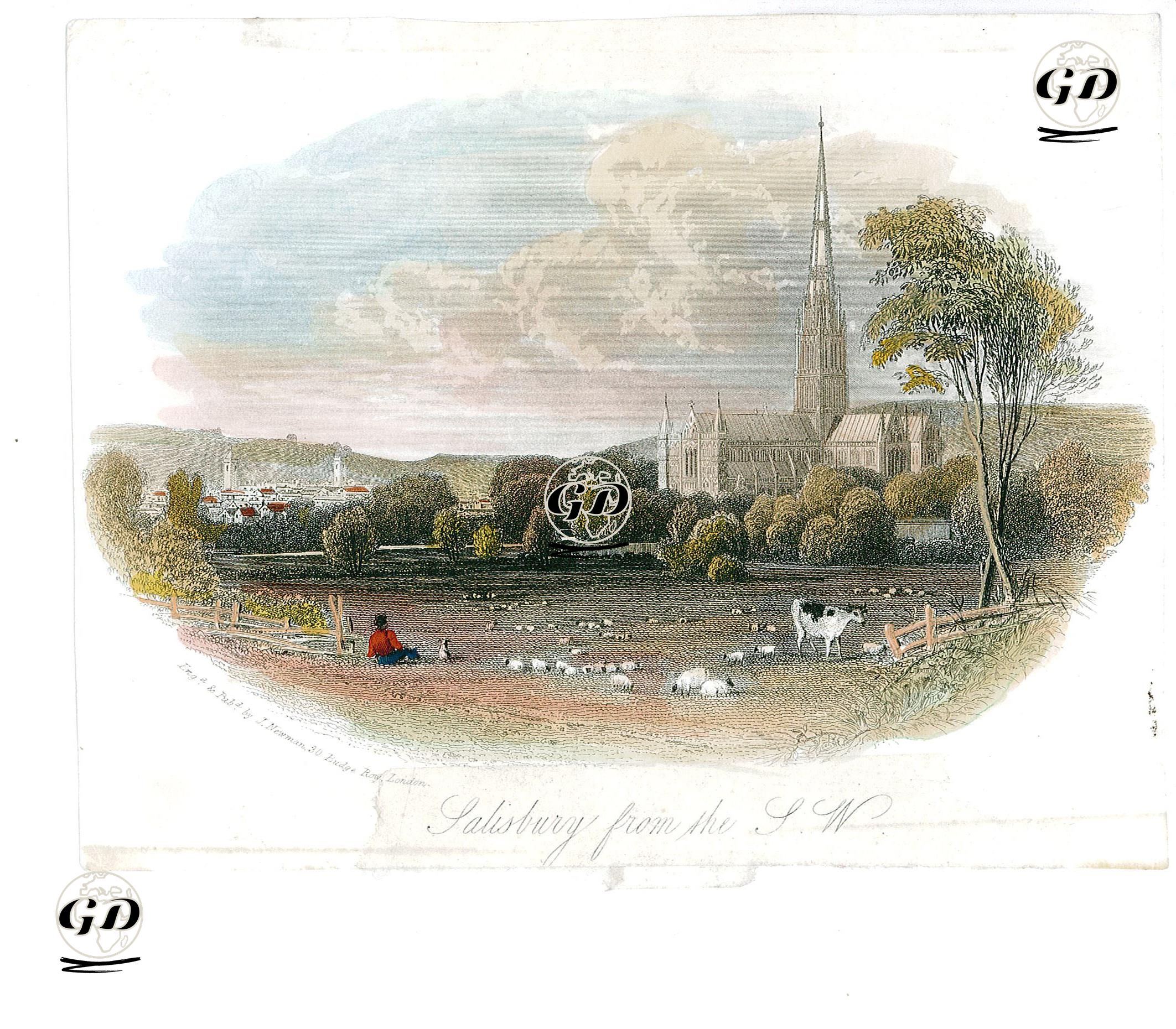 Salisbury Katedrali Ve Şehri -  - 1850's