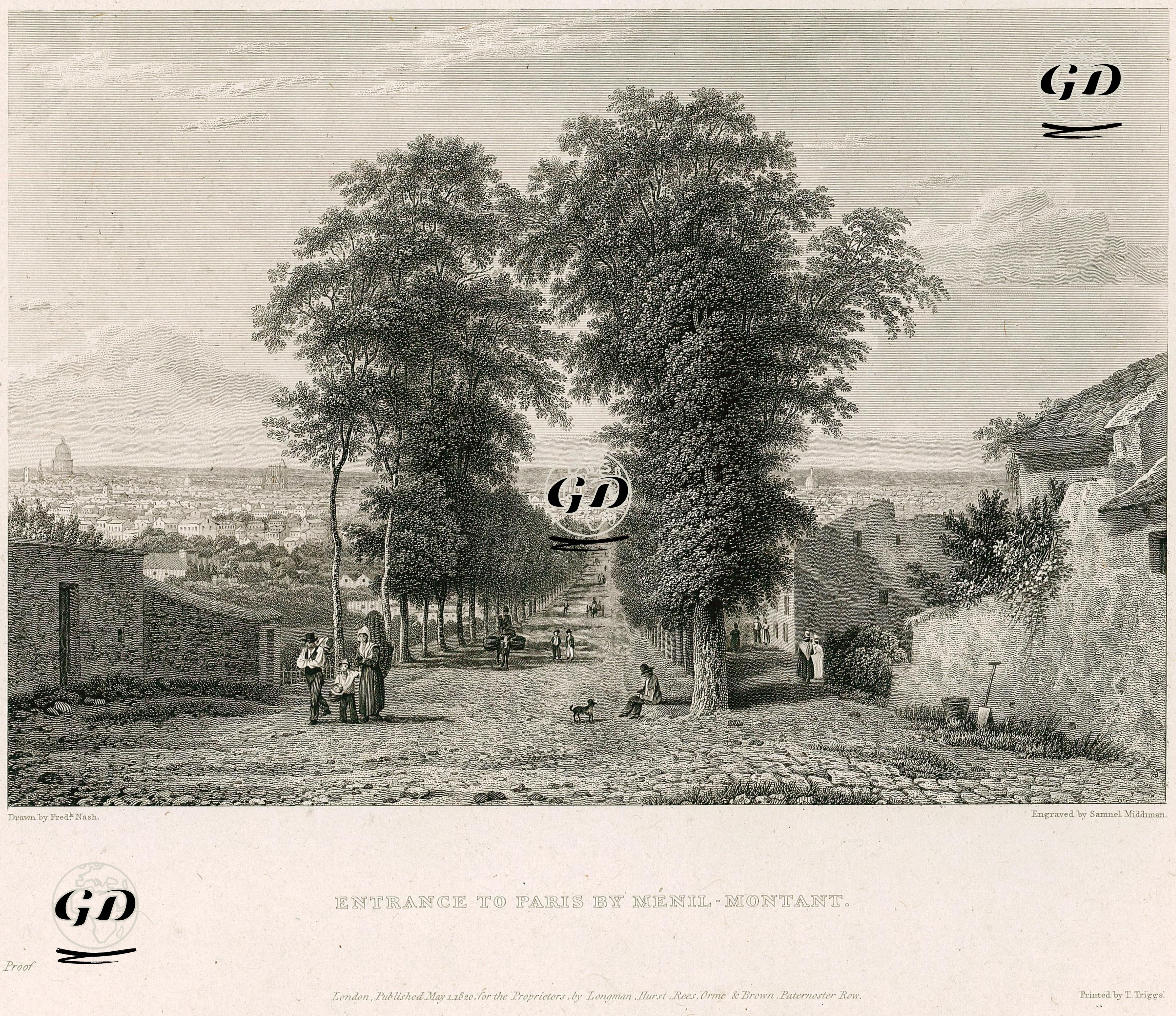 Menil-Montant Tarafından Paris'e Giriş - Frederick Nash (1782-1856) - 1820