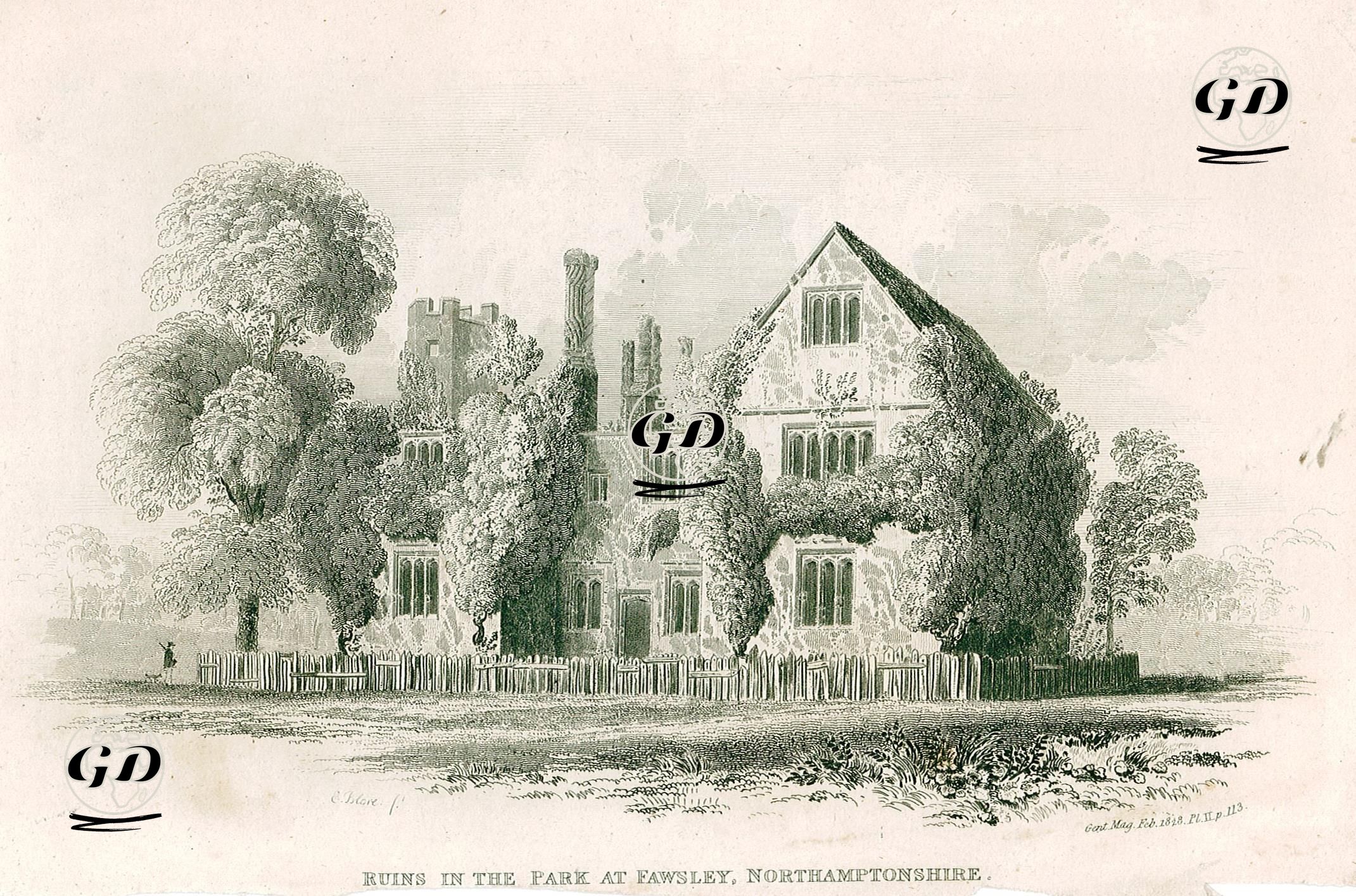 Dower Malikhanesinin Kalıntıları, Fawsley Park, Northamptonshire -  - 1828