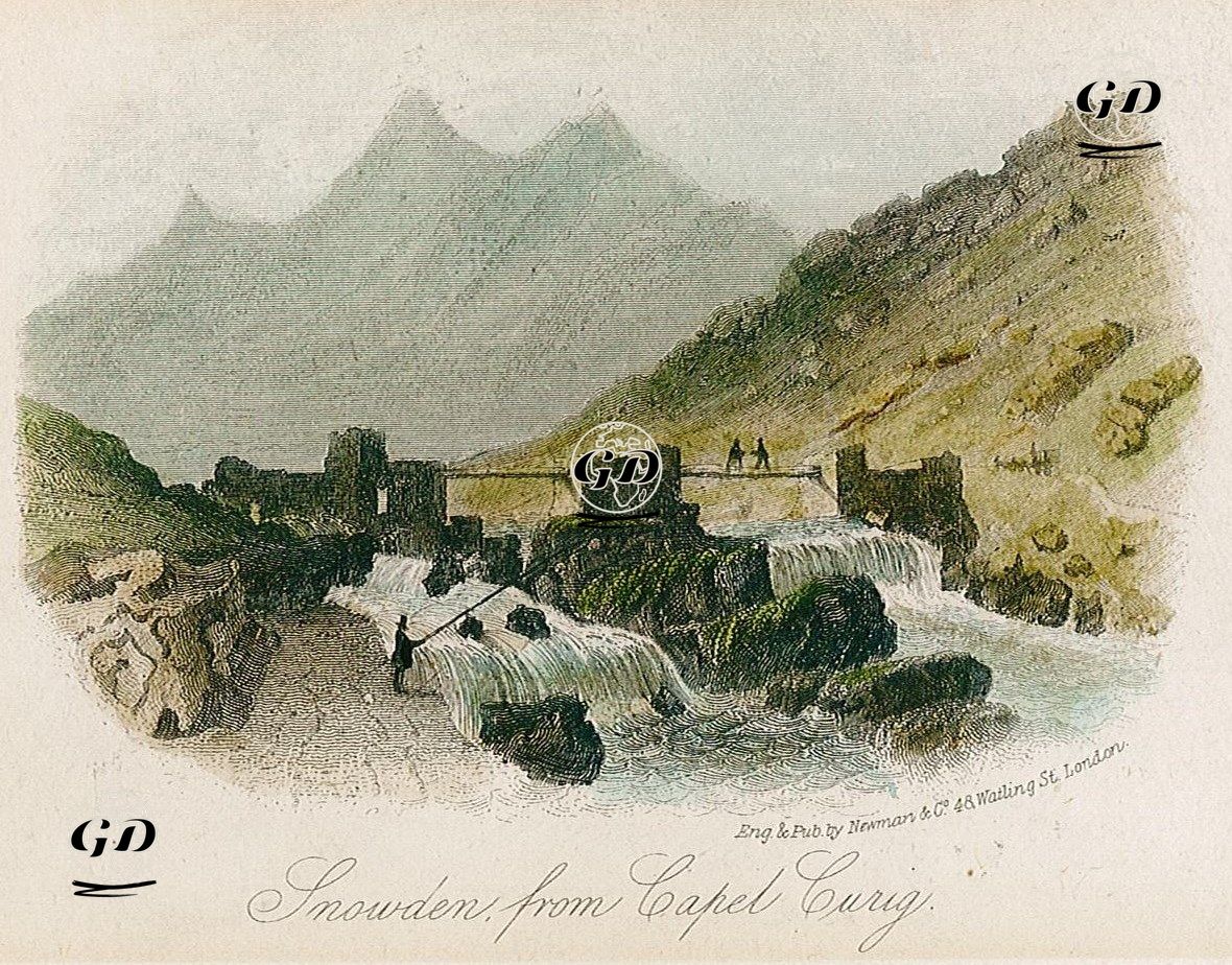 Capel Curig'den Snowdon Dağları -  - 1850's