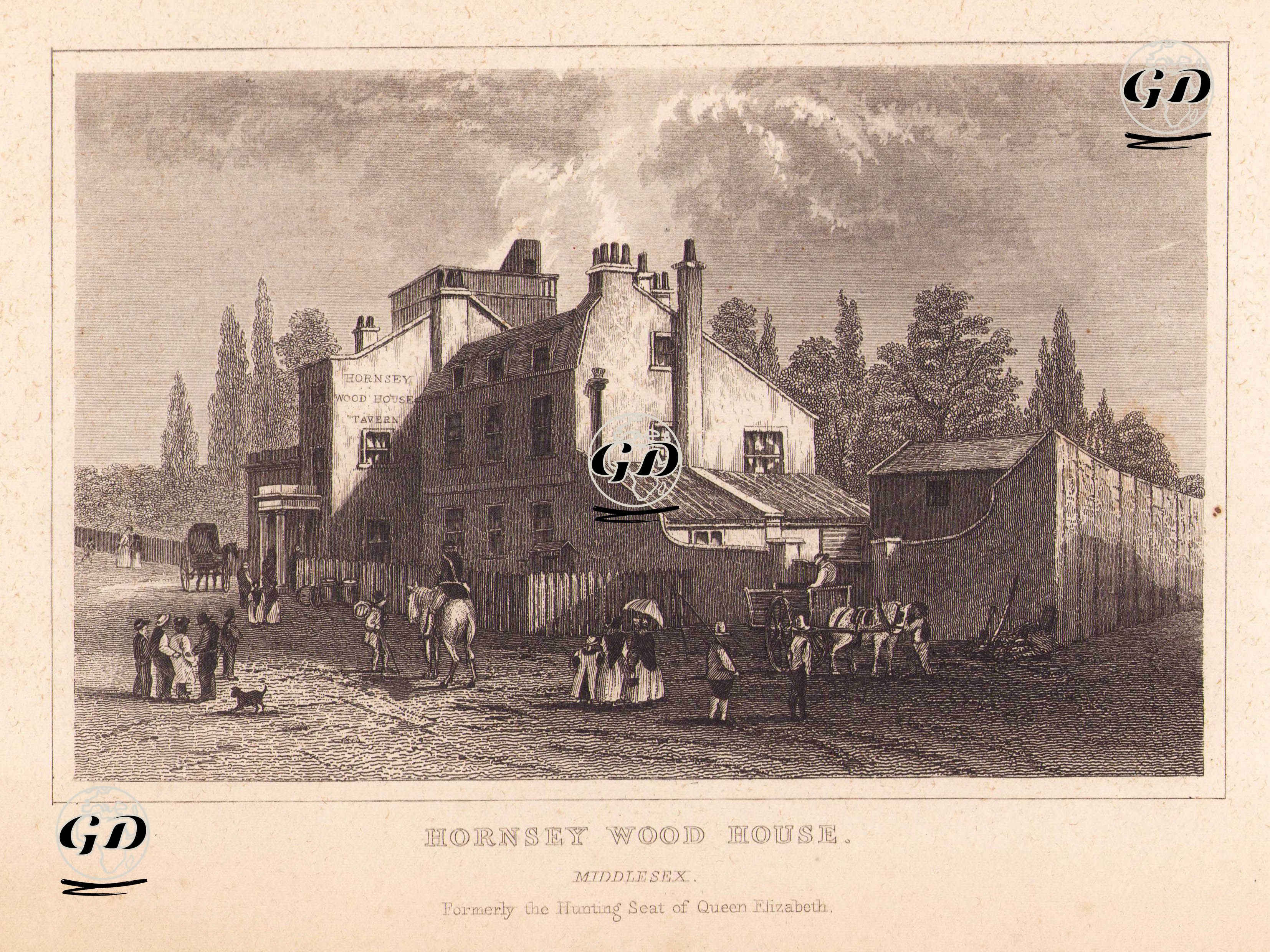 Kraliçe Elizabeth'in Eski Av Evi Hornsey Wood Malikhanesi, Middlesex -  - 1840's