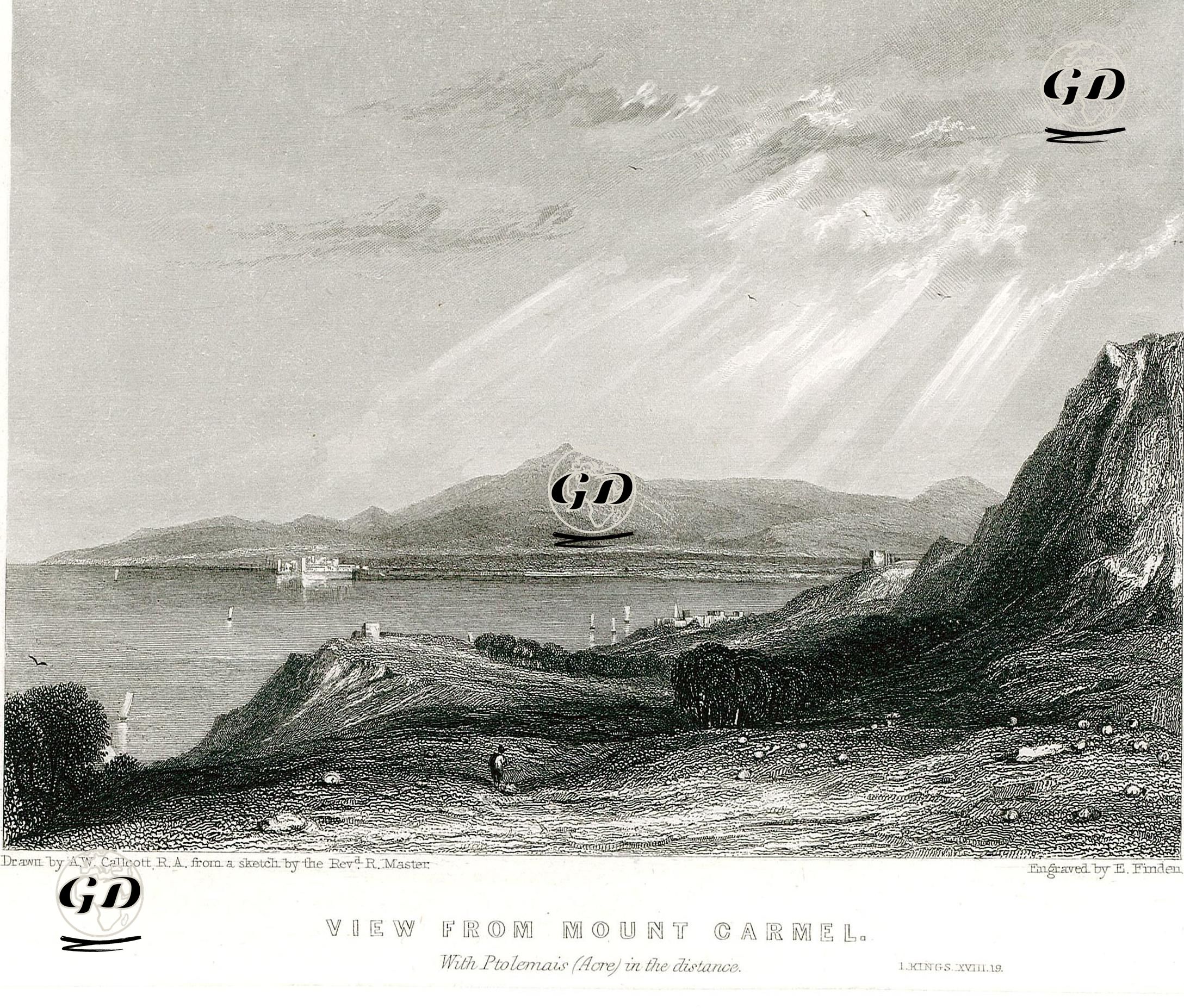 Uzaktaki Akka İle Birlikte Karmel Dağından Görüntü - Augustus Wall Callcott (1779-1844) - 1836