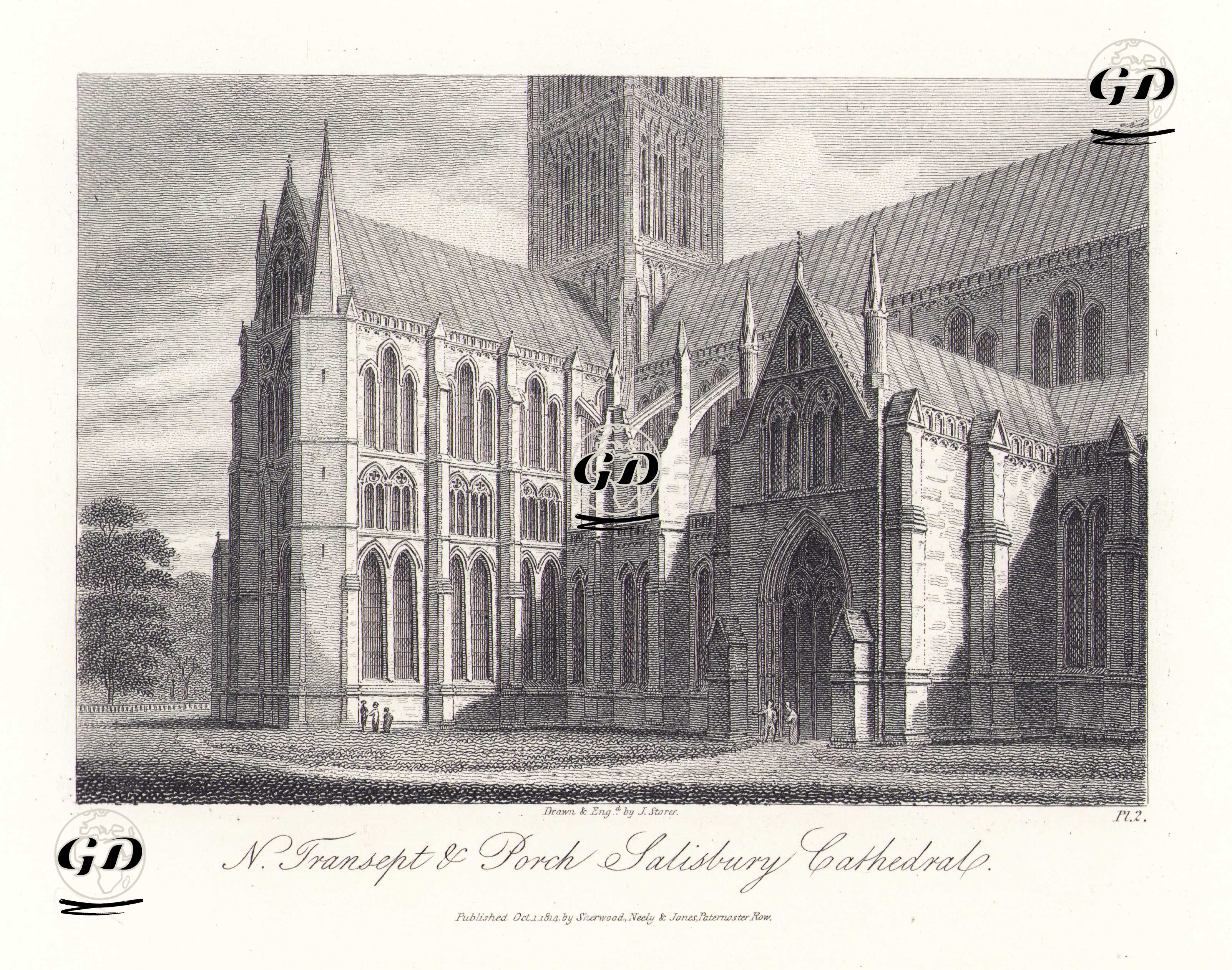 Salisbury Kathedralinin Kuzey Kanatı Ve Kapısı - James Sargant Storer (1771-1853) - 1814