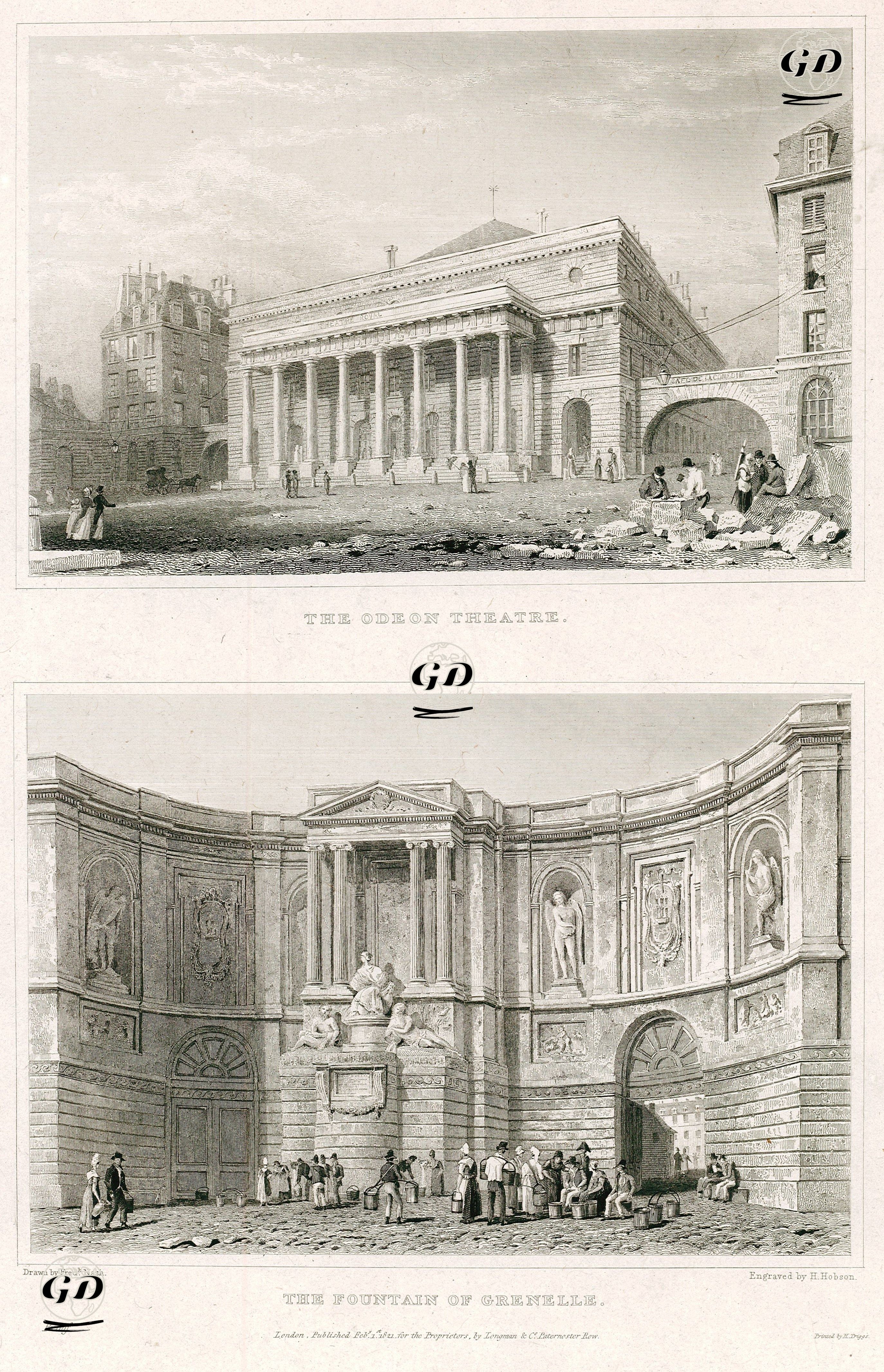 Odeon Tiyatrosu Ve Dört Mevsim Çeşmesi - Frederick Nash (1782-1856) - 1821