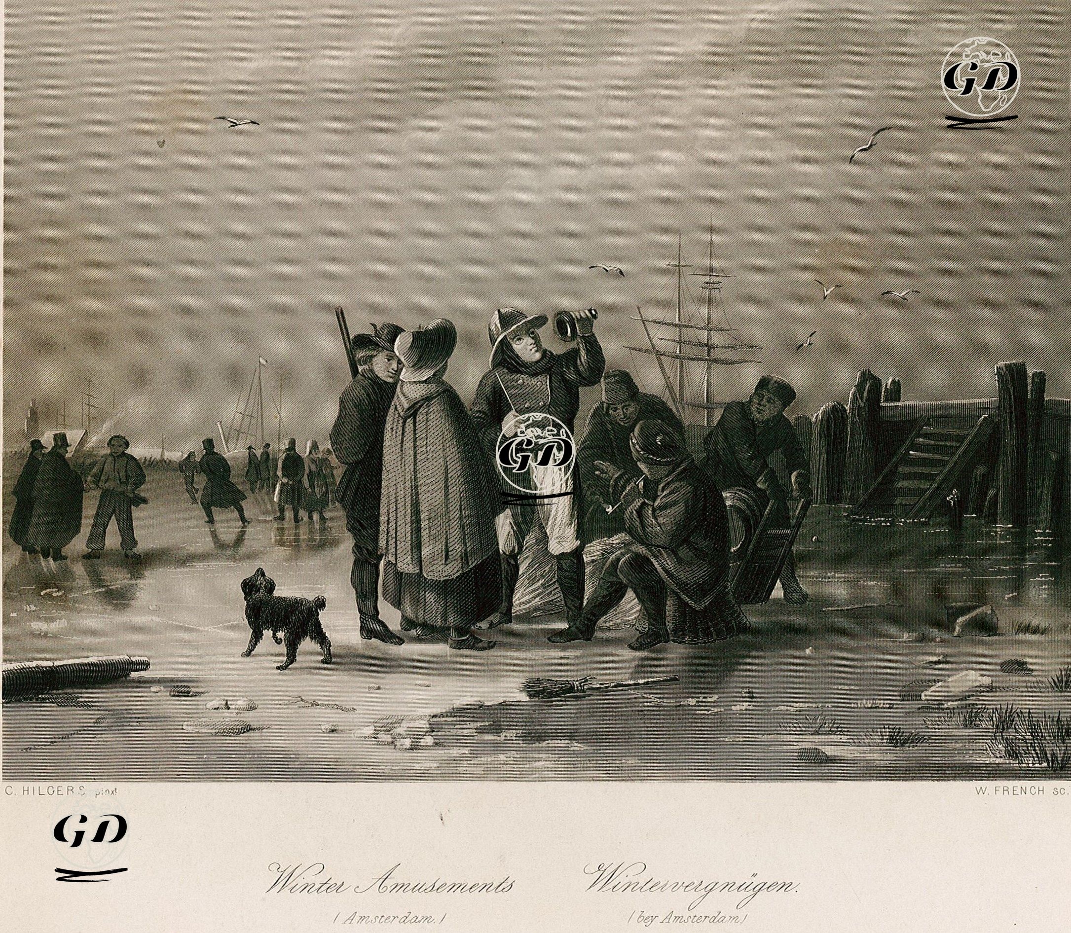 Amsterdam'da Kış Eğlencesi - C.Hiloers - 1850's