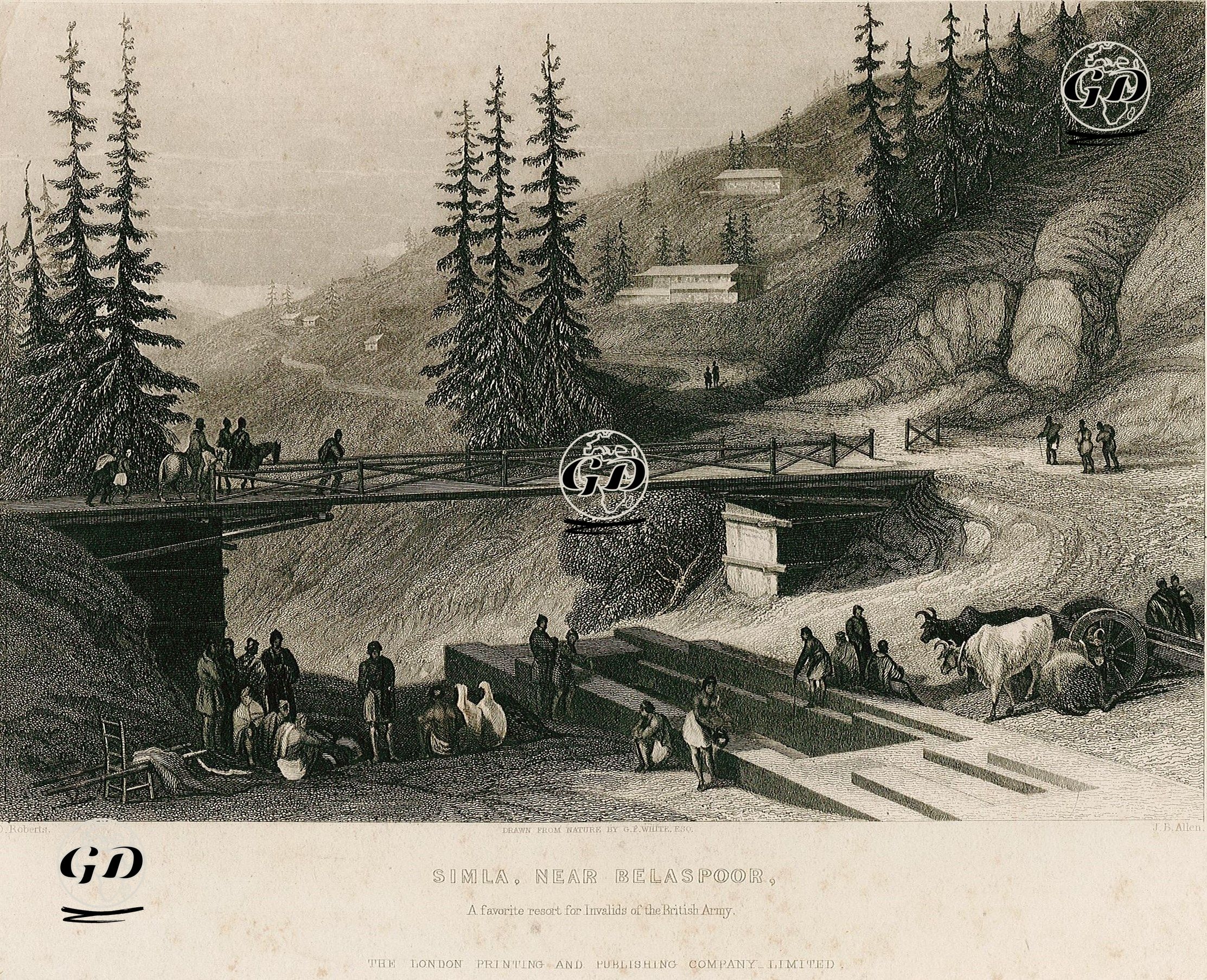 Birleşik Krallık Sömürgesi Zamanında Yaralı İngiliz Askerlerinin Nekahat Yeri Olarak Kullanılan Shimla - David Roberts (1796-1864) - 1858