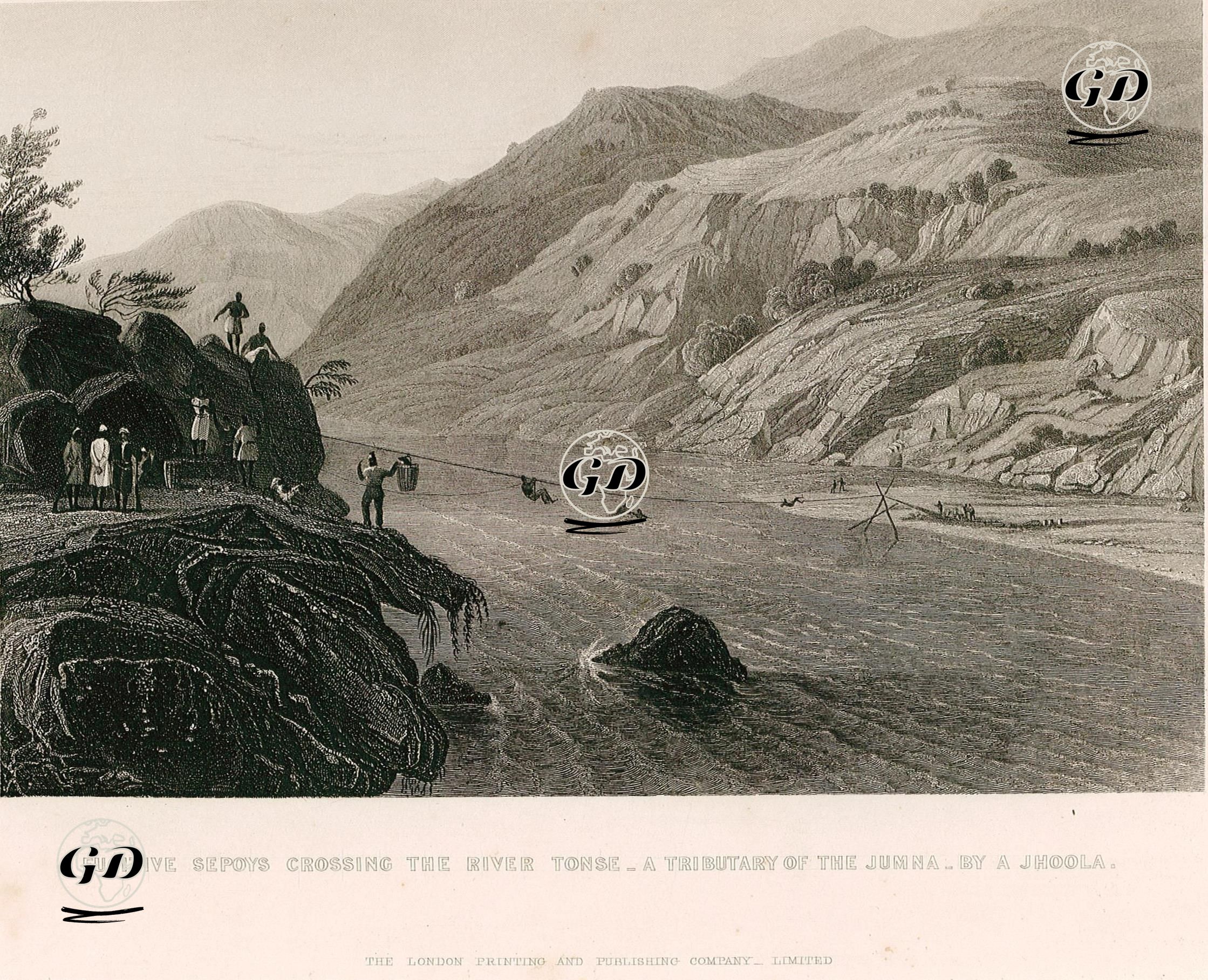Birleşik Krallık Sömürgesi Zamanında İngiliz Ordusunda Görevli İken Kaçan Yerli Askerlerin Tons Nehrinden Geçişleri -  - 1858