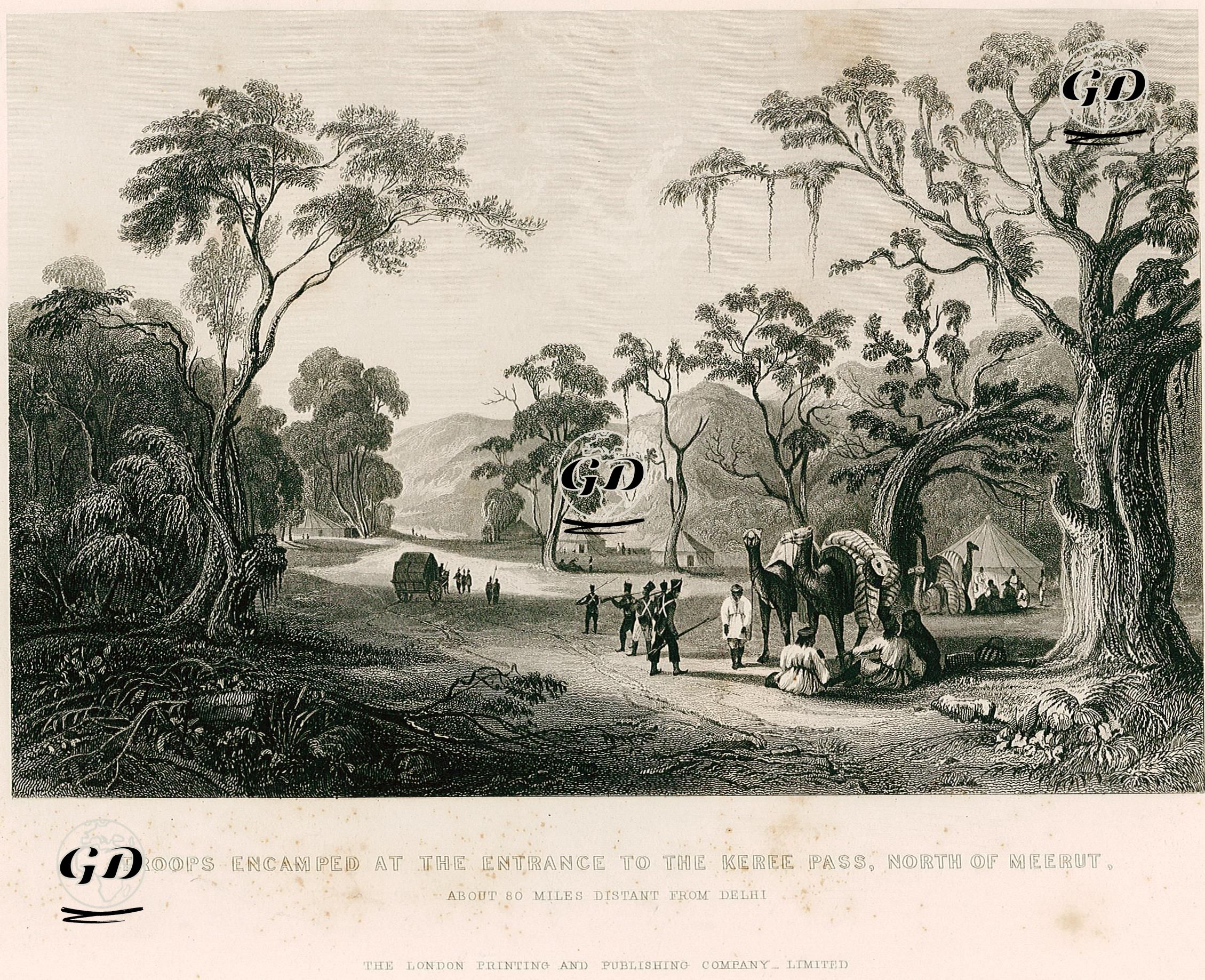 Troops Encamped At The Entrance To The Keree Pass, North Of Meerut, About 60 Miles Distant From Delhi -  - 1858
